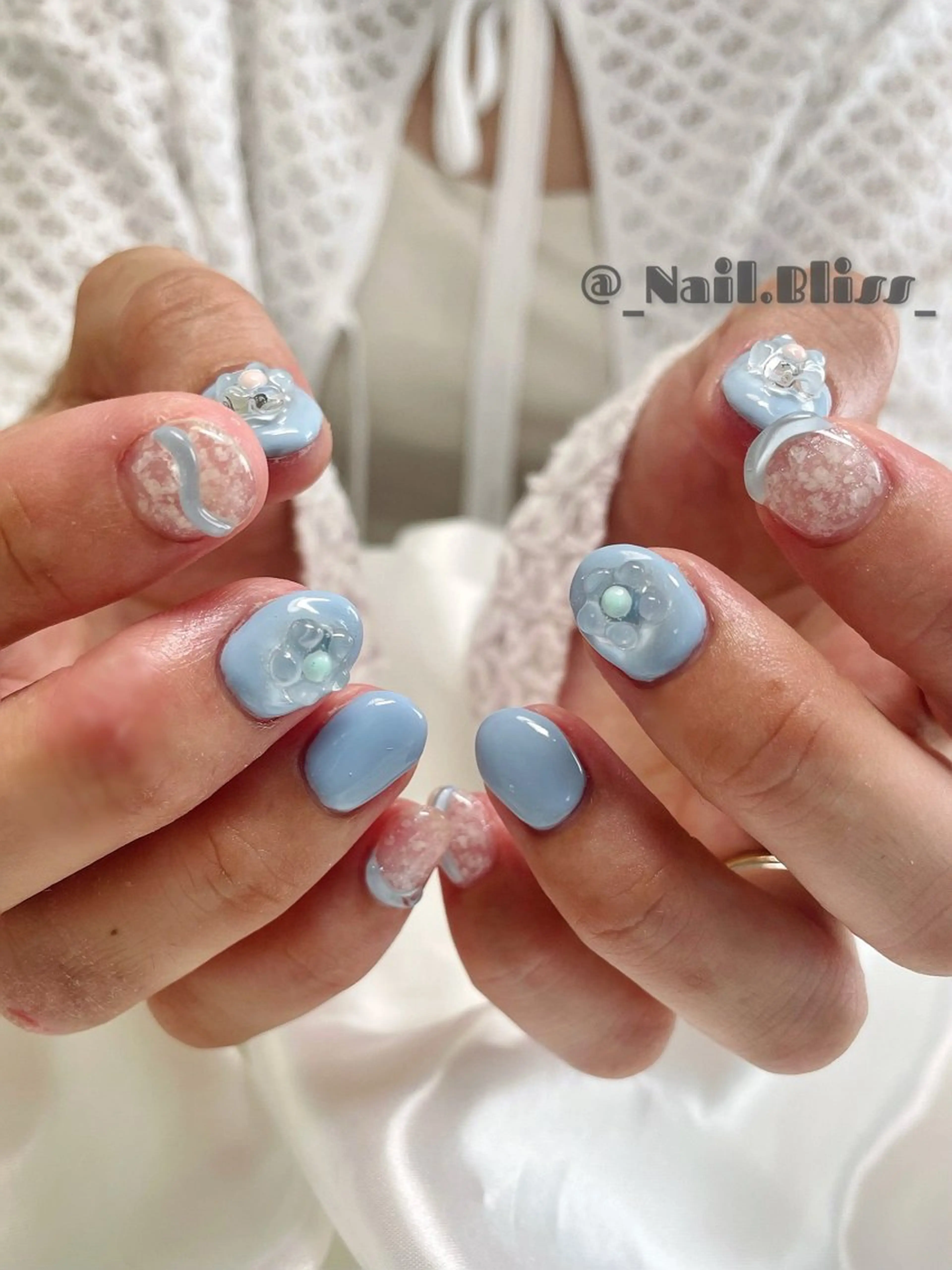 ネイル クリアネイル ぷっくりネイル ハンドネイル NAIL BLISSのネイルデザイン