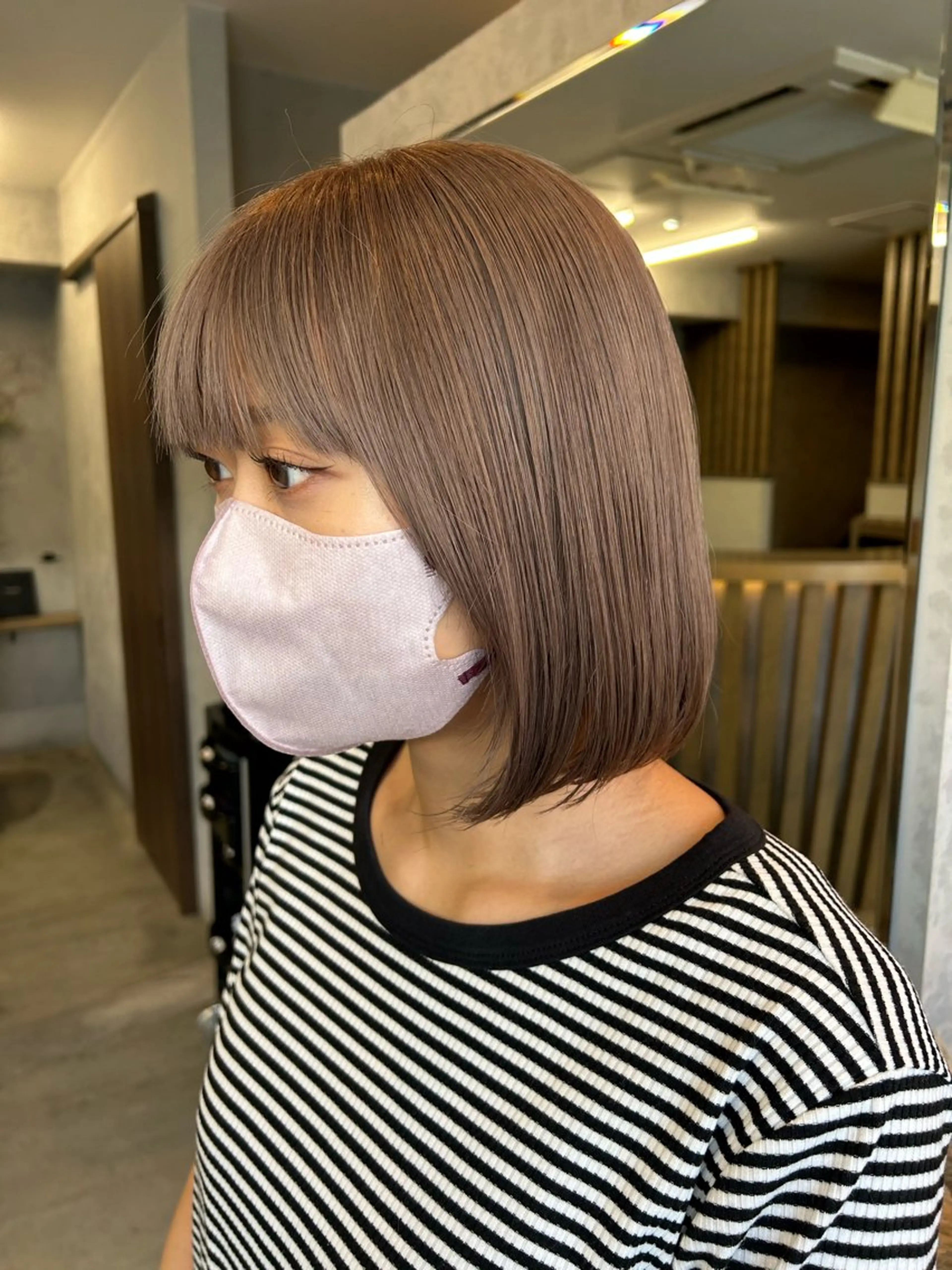 ミディアム カラー ベージュカラー ミルクティーベージュ ヘアカラー トリートメント Haru/THREE …by velvetのヘアスタイル