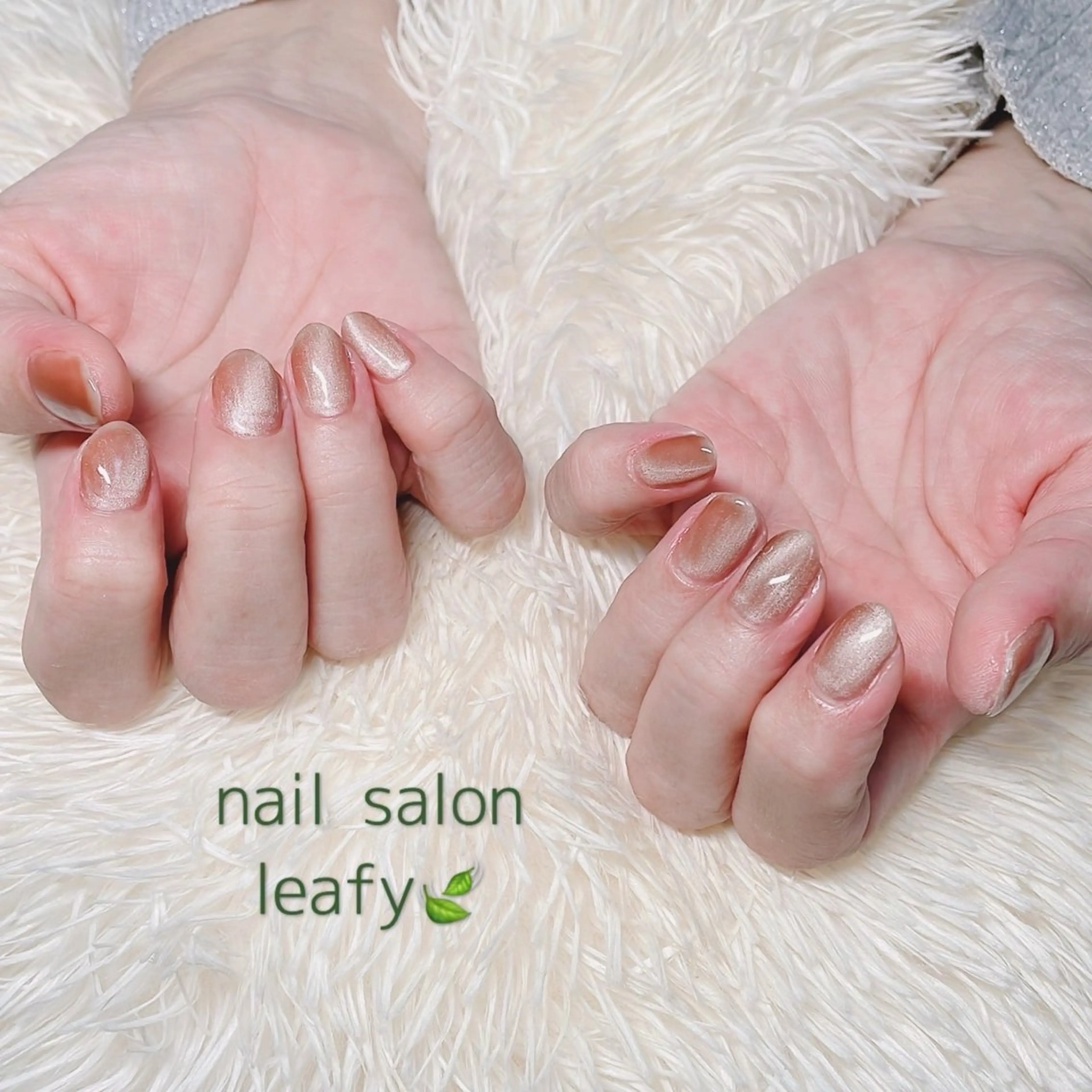 ネイル ブラウン マグネットネイル ワンカラーネイル シンプルネイル ハンドネイル ネイルサロン leafyのネイルデザイン