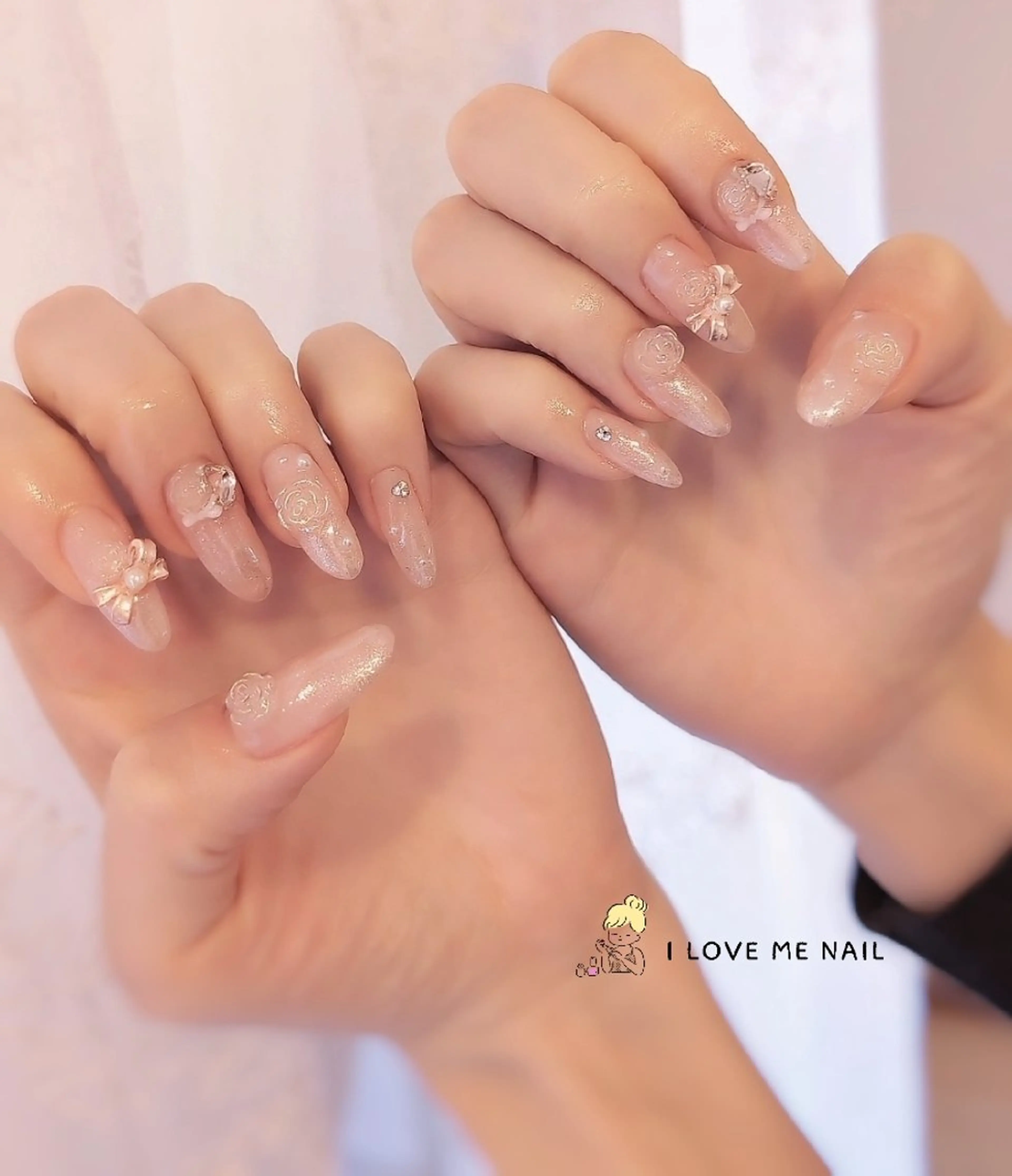 ネイル 長さ出し ジェルネイル ハート 韓国ネイル マグネットネイル I LOVE ME  NAIL.｡.:*♡のネイルデザイン