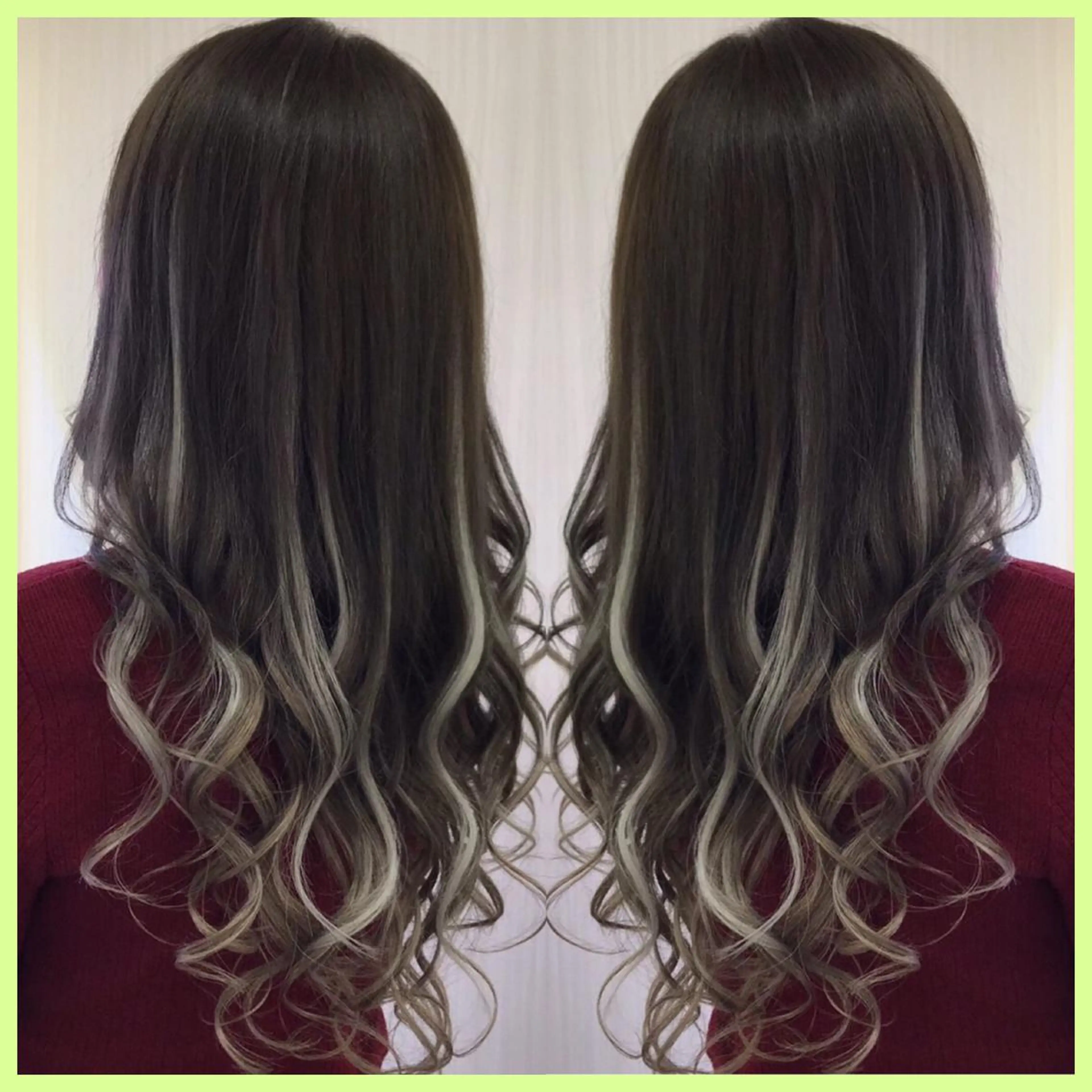 セミロング カラー ハイライトカラー エクステ ハイライト 🫧あ お🫧 心斎橋のヘアスタイル