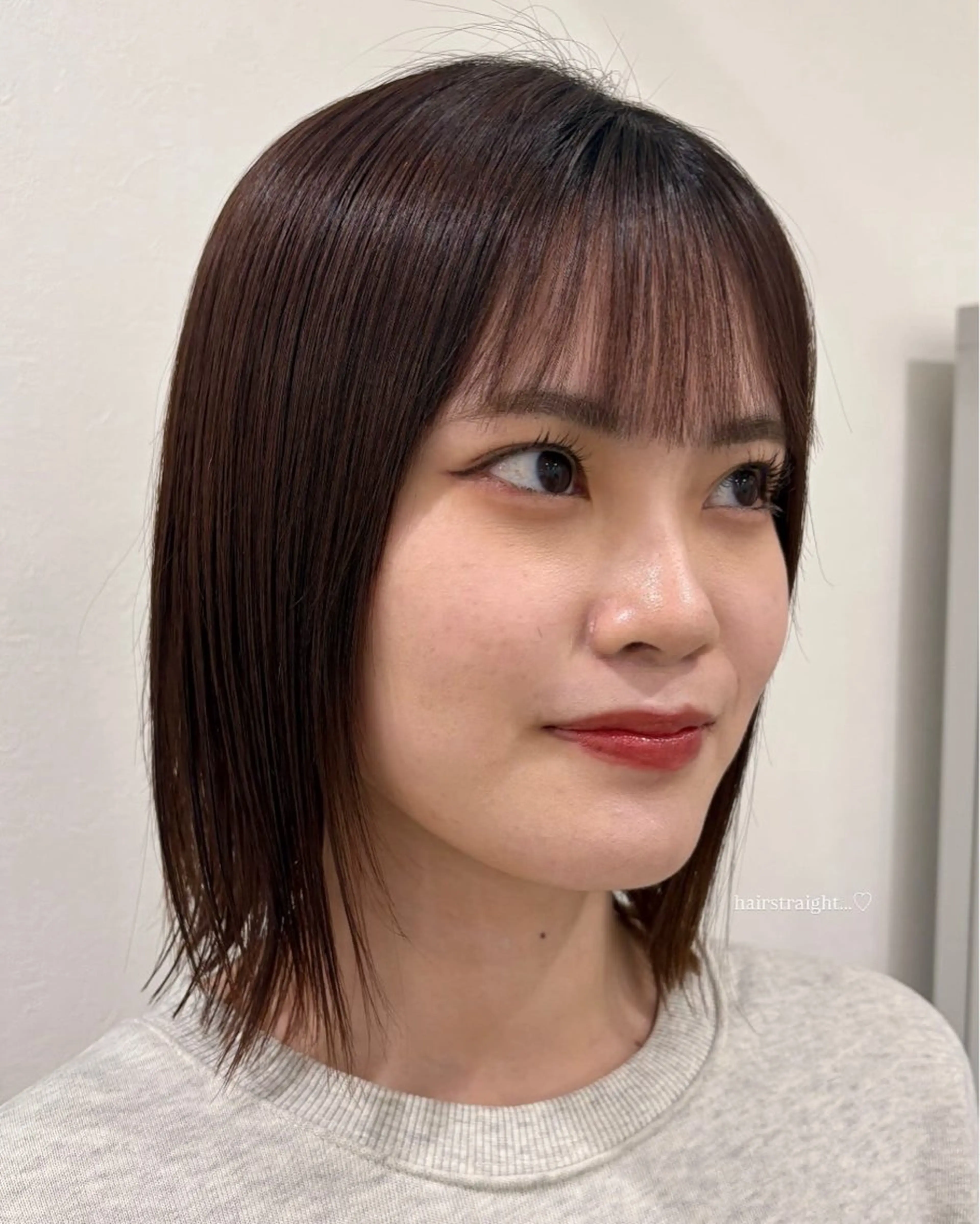 ミディアム ボブ 韓国風ヘア レイヤーカット カット トリートメント 💝似合わせカット& カラーＵｒｕｎａ💝のヘアスタイル