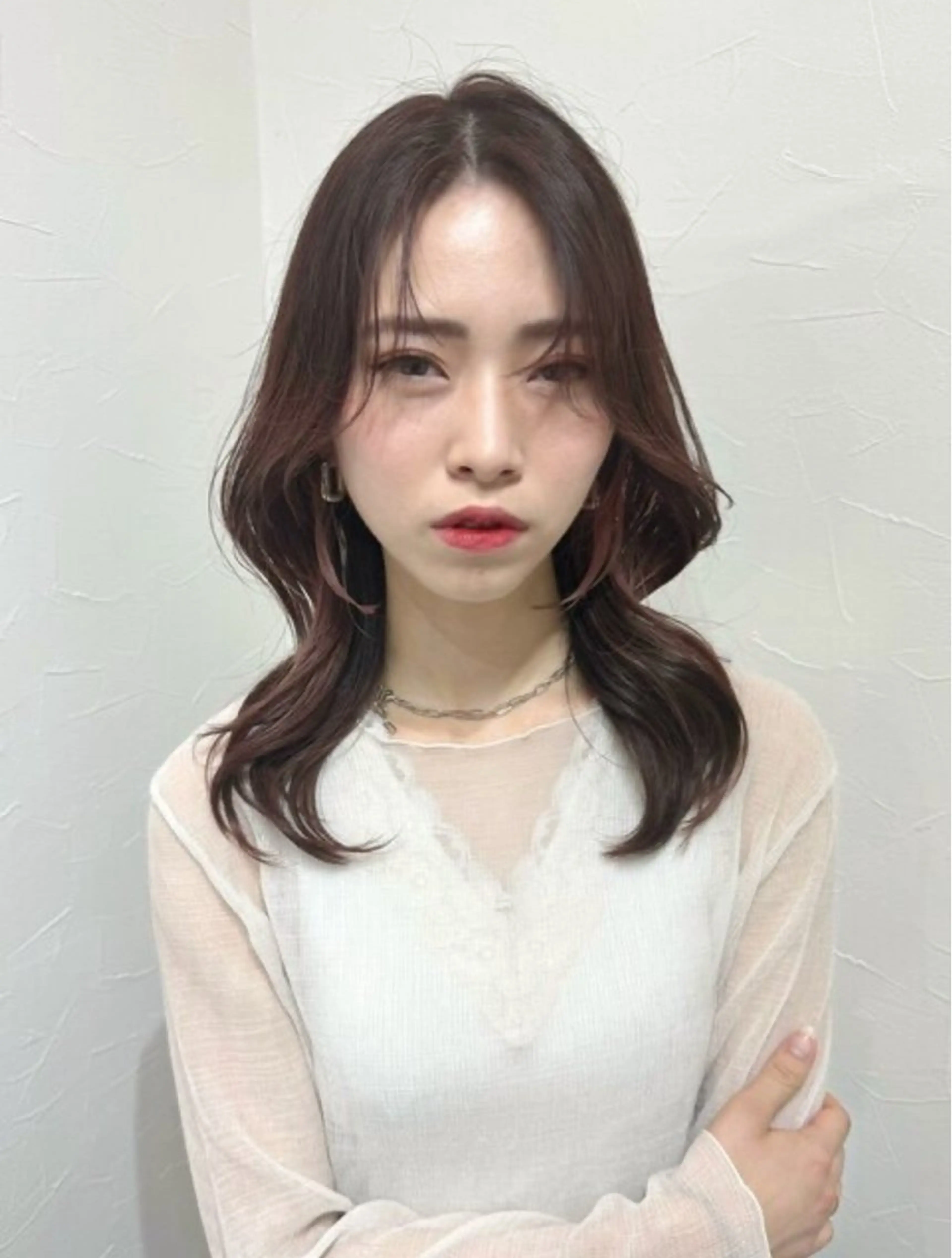 セミロング カット トリートメント レイヤー/韓国風 三好悠生のヘアスタイル