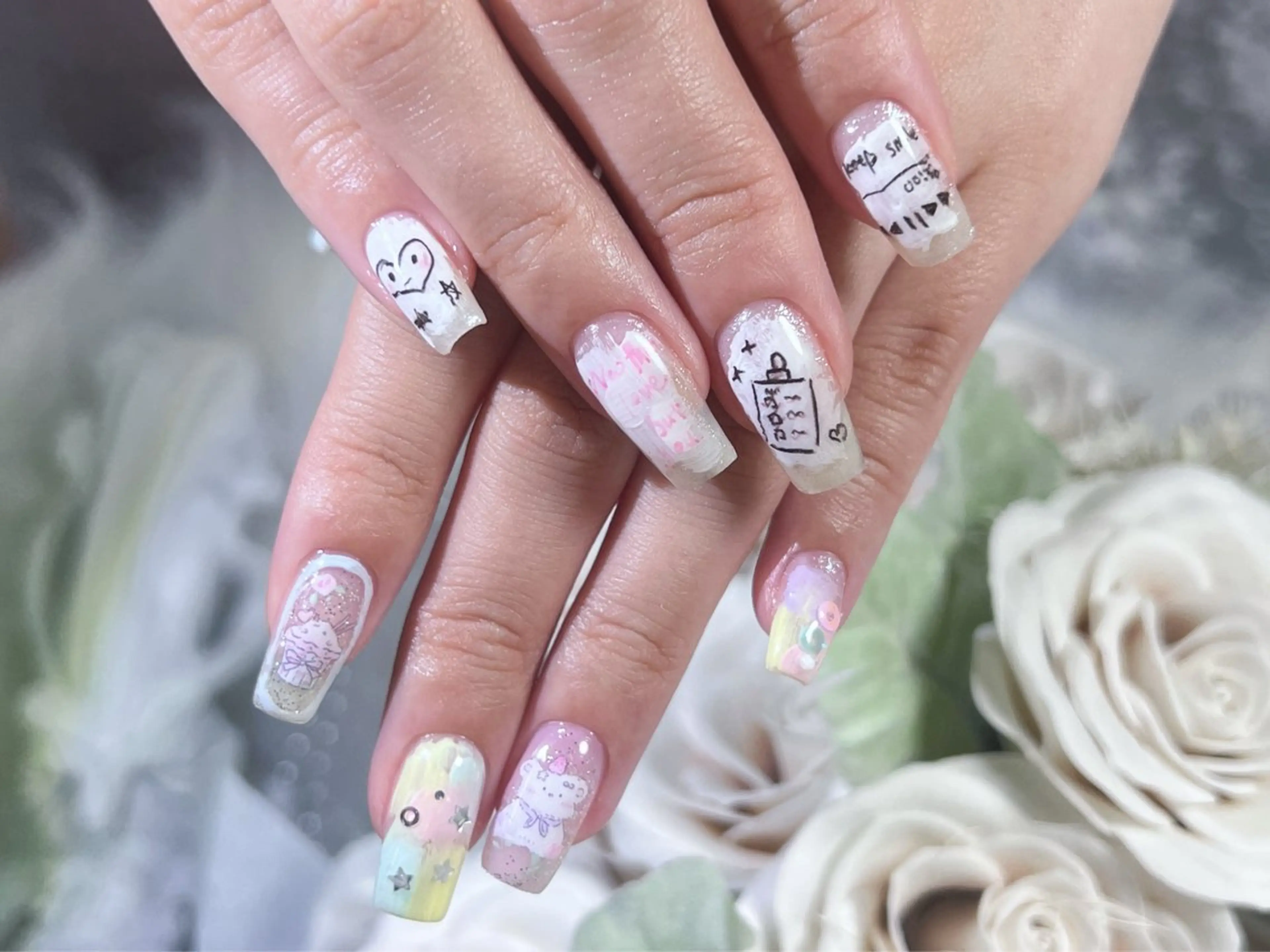 ネイル ロングネイル 持ち込み スカルプネイル ワンホンネイル ハンドネイル Painty所属・Painty nailのネイルデザイン