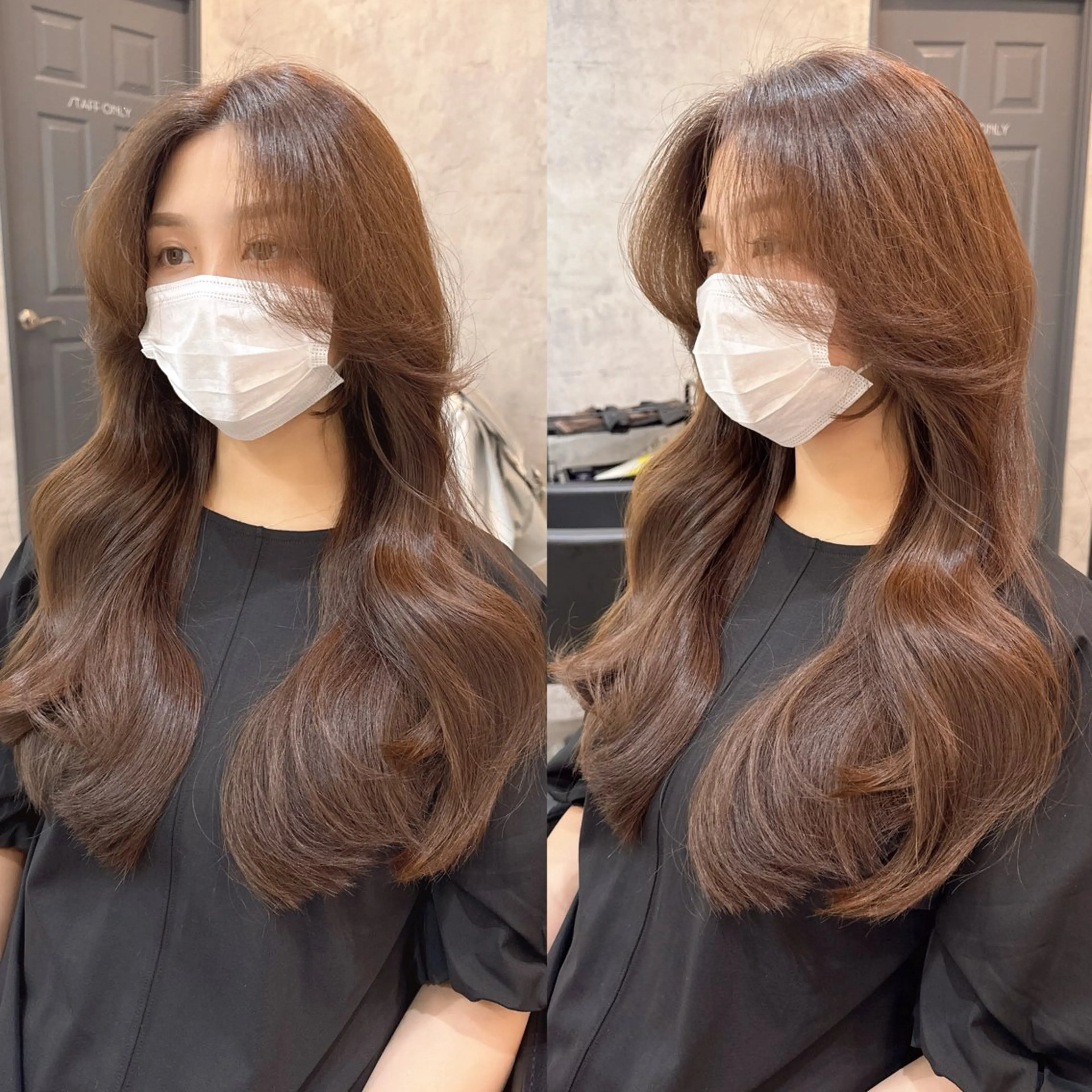 ロング 顔周りカット ヨシンモリ 韓国風ヘア レイヤーカット おくれ毛 カット ヘアカラー 森 隆秀/韓国ヘアのヘアスタイル