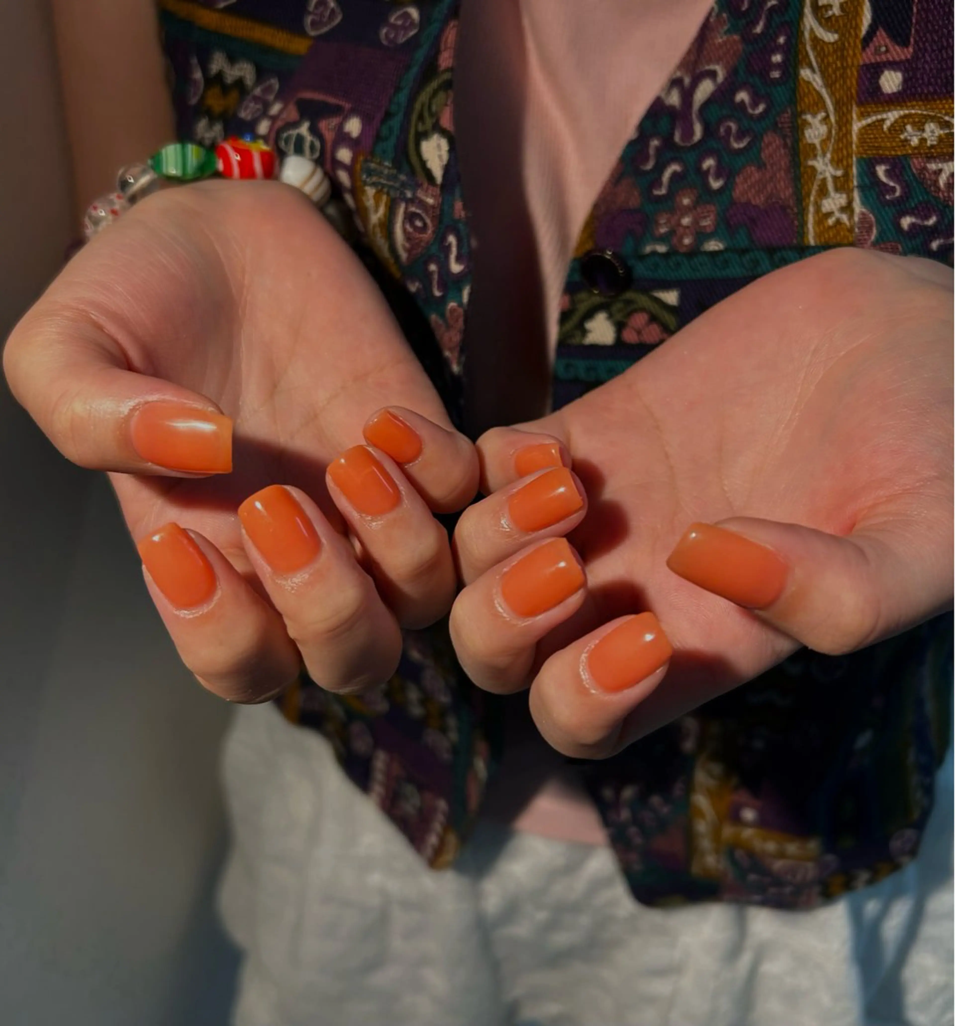 ネイル ワンカラーネイル オレンジ purple aster名駅店所属・purple Asterのネイルデザイン