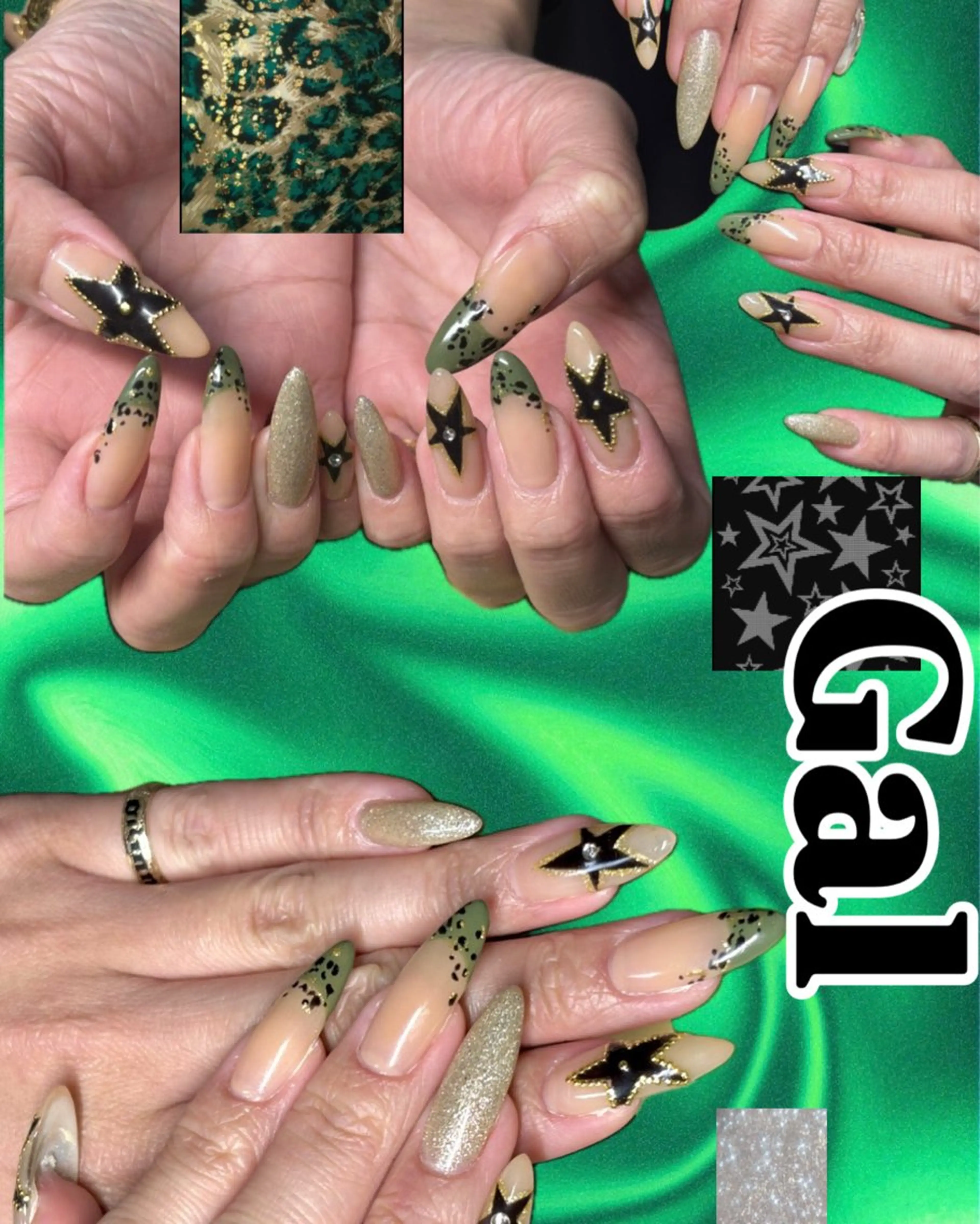 ネイル アニマル柄 ロングネイル ハンドネイル THE BALM Rosagasのネイルデザイン