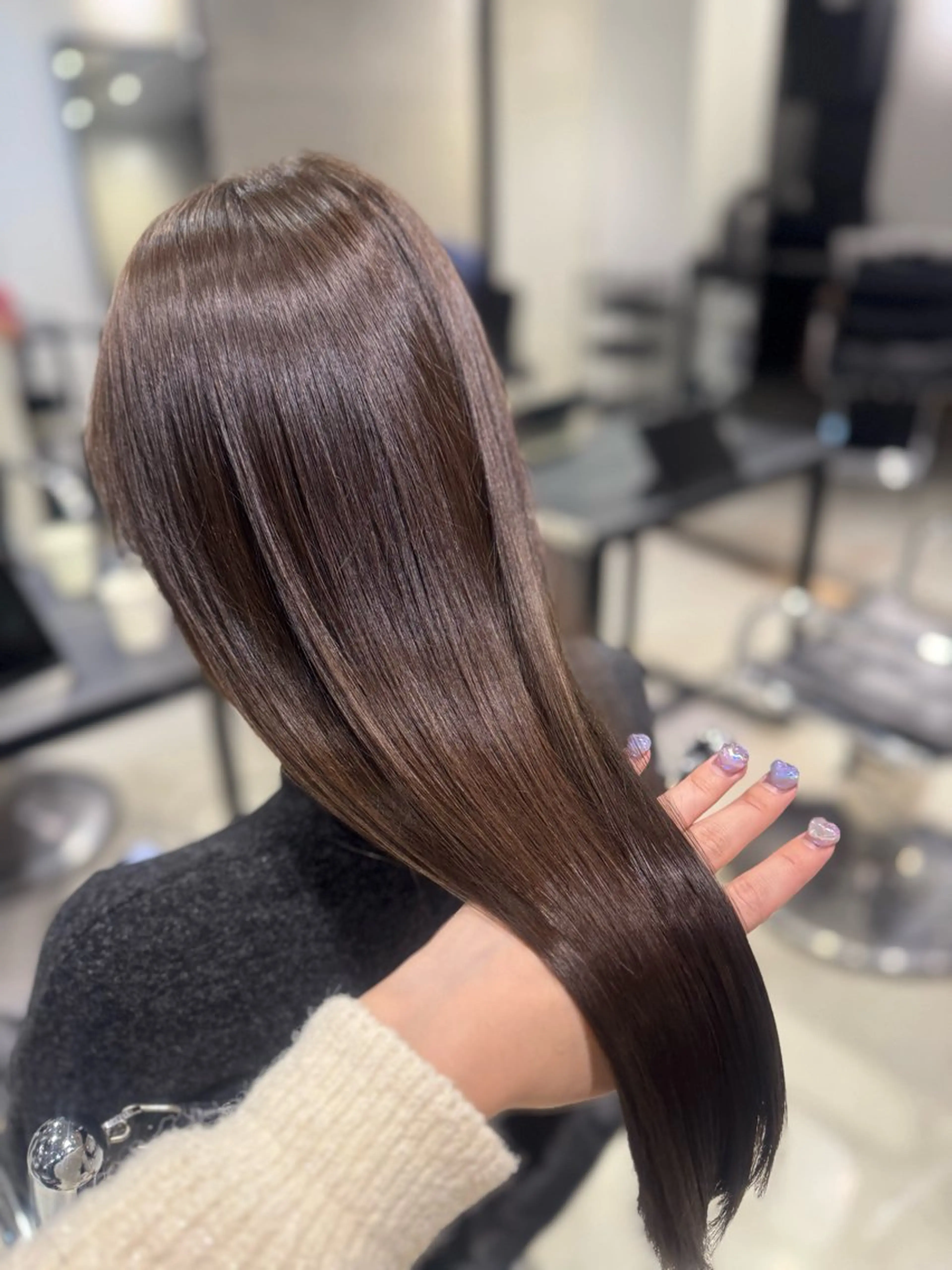 セミロング カラー パーマ ヘアアレンジ ヘアカラー トリートメント ヘアセット 透明感/オリーブ/ グレージュ/YUKAのヘアスタイル