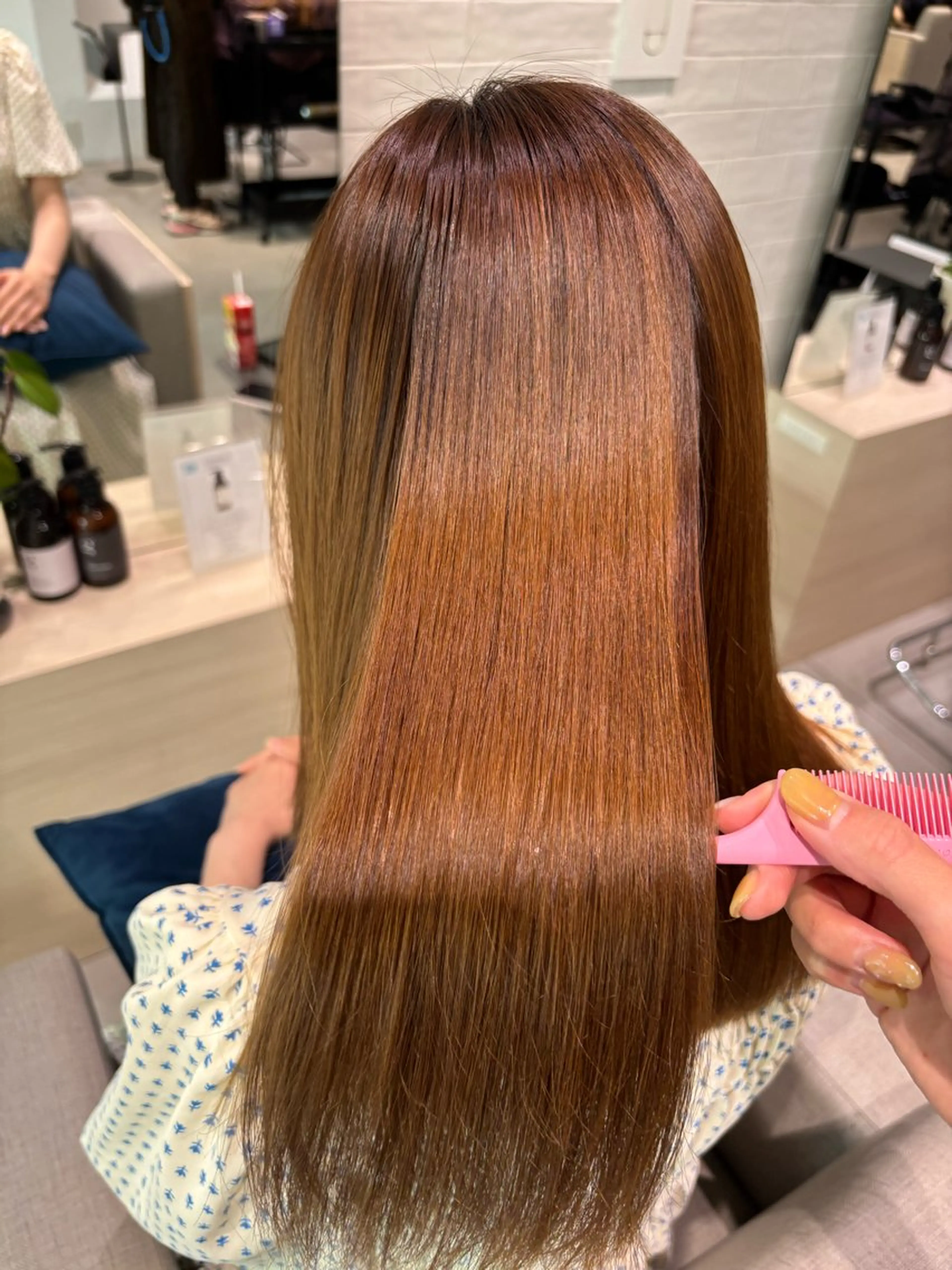 ロング パーマ 髪質改善 縮毛矯正 ストレートパーマ 縮毛矯正 銀座/髪質改善/韓国 カラー🍓原田侑依のヘアスタイル