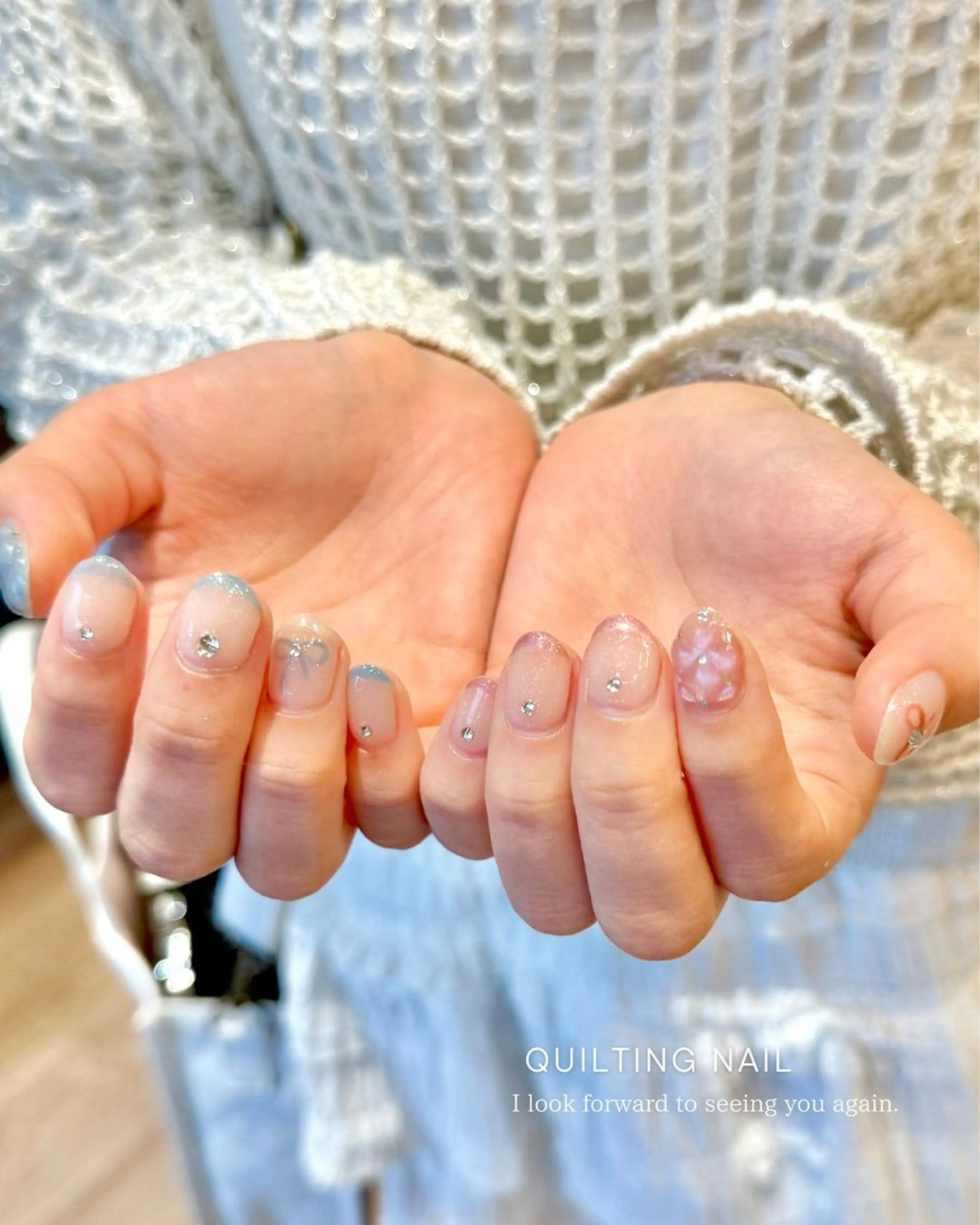 ネイル フラワーネイル ジェルネイル パラジェル リボン 春ネイル Seemly 千田町店所属・フラワーパラジェル 🌸シームリーエミのネイルデザイン