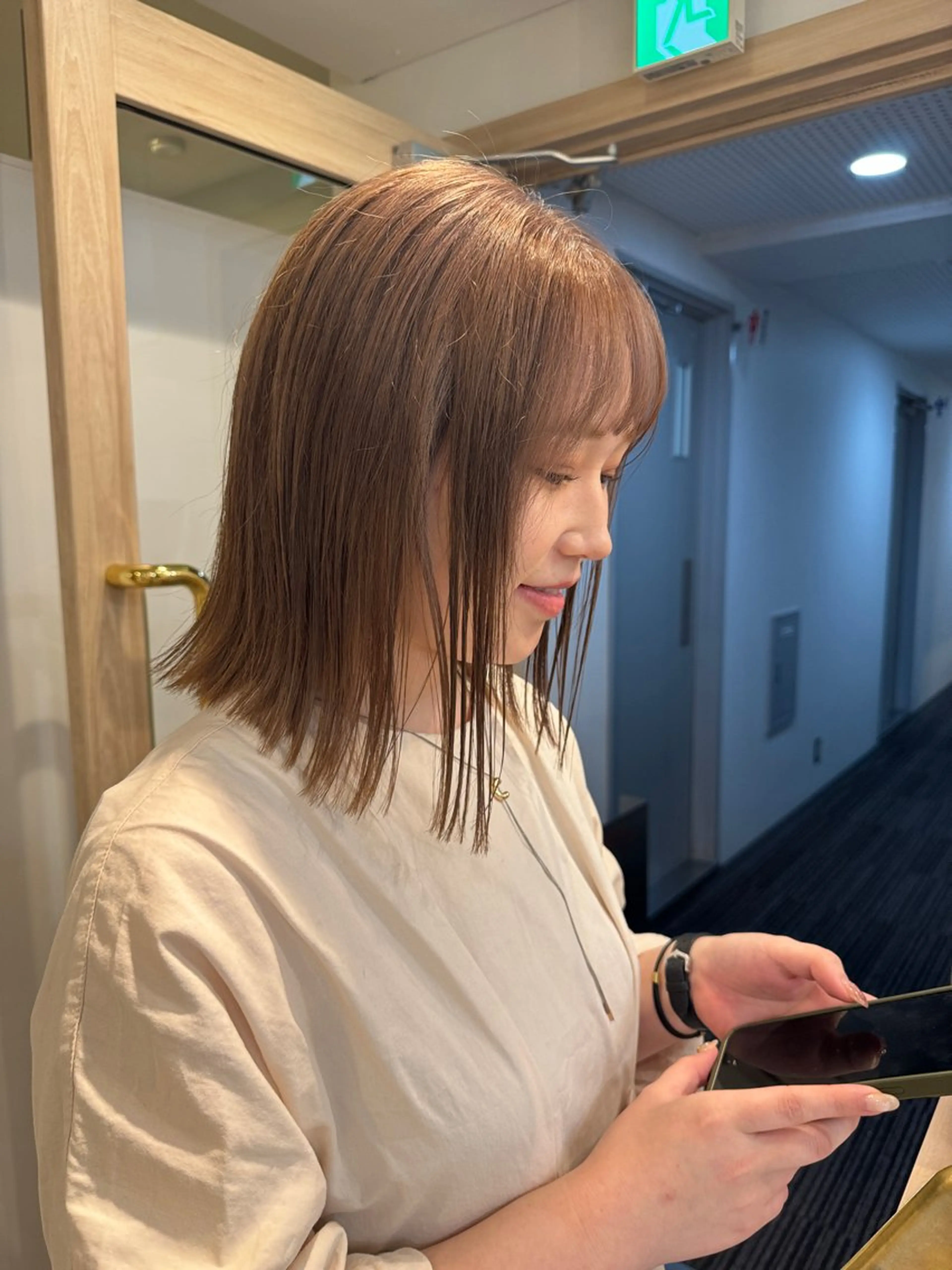 ミディアム カラー レイヤーカット ボブパーマNo.1のヘアスタイル