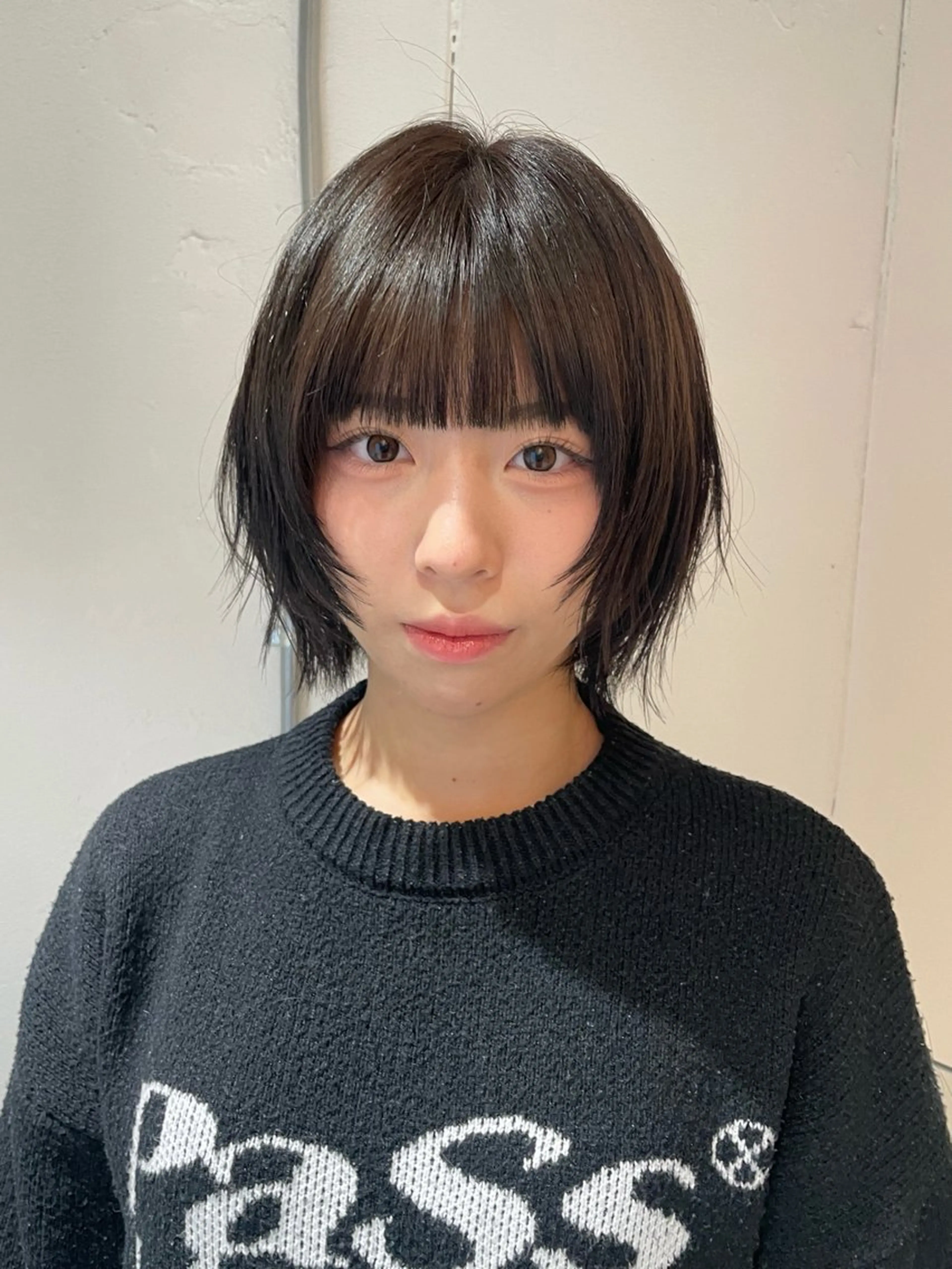 ショート カラー パーマ ボブレイヤー ボブ レイヤーカット カット ヘアカラー ハッシュカット/ 韓国ヘア☽⋰mahoのヘアスタイル