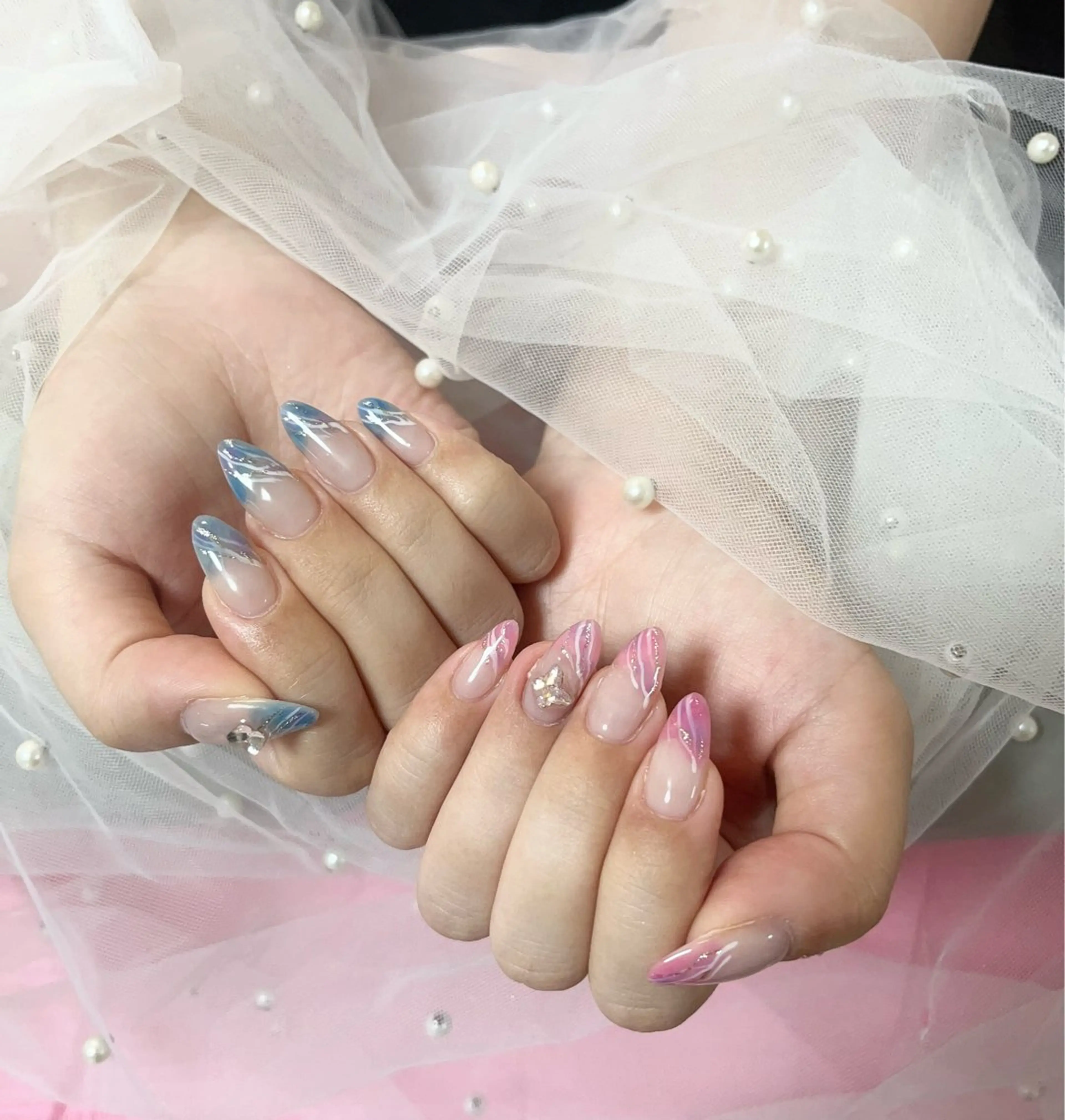 ネイル アートネイル チークネイル 長さ出し フラワーネイル ジェルネイル YK 美学院所属・Y.K sunのマツエク・マツパデザイン