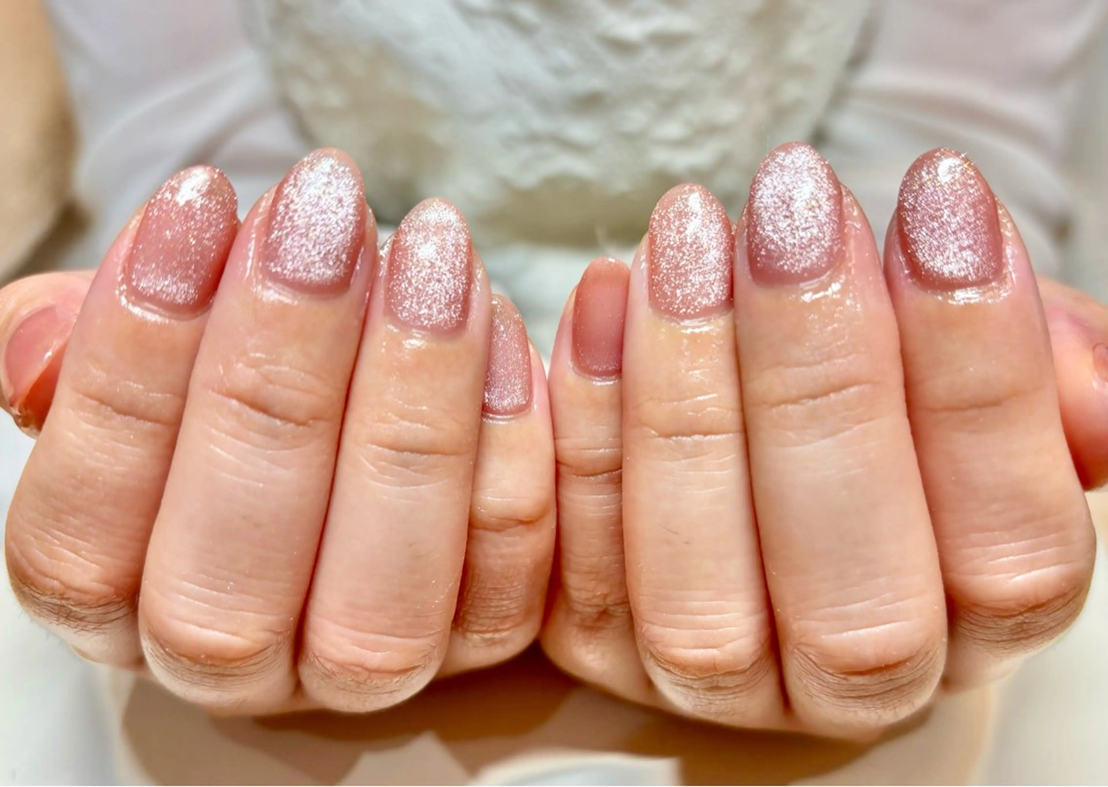 ネイル ジェルネイル マグネットネイル ワンカラーネイル パラジェル ピンク ハンドネイル パラスパガーデン ♡齊藤歩のネイルデザイン