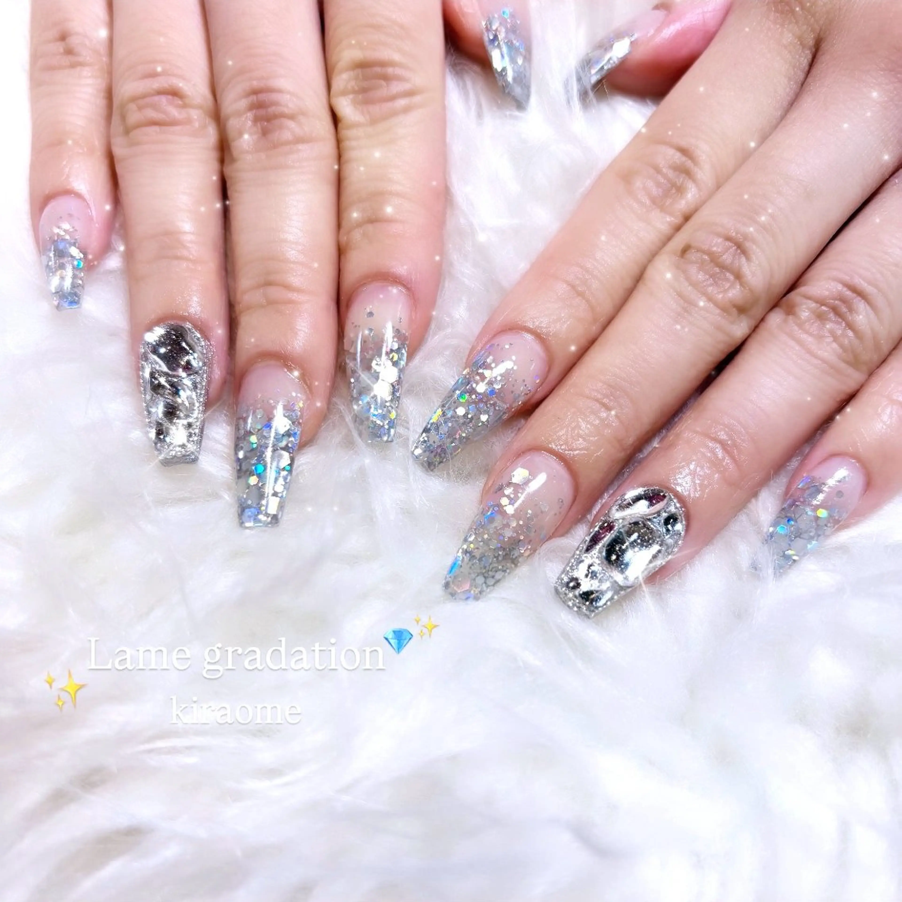 ネイル キラキラネイル ハンドネイル キラオメ Neneのネイルデザイン