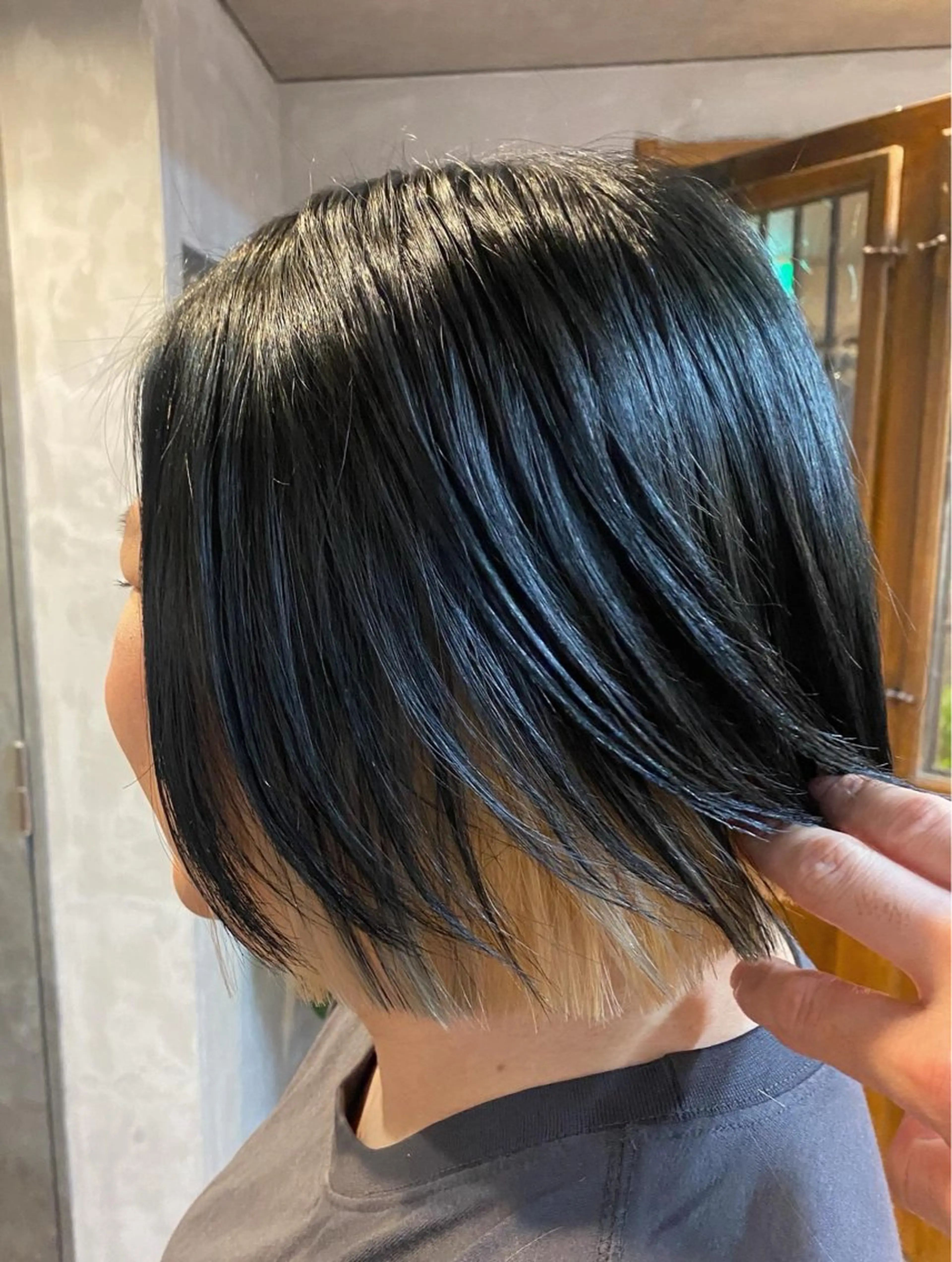 ショート カラー パーマ ヘアアレンジ ワンレンボブ ボブ DISCOHAIRsanc（ルジャルダン町田）所属・烏山 達也のヘアスタイル