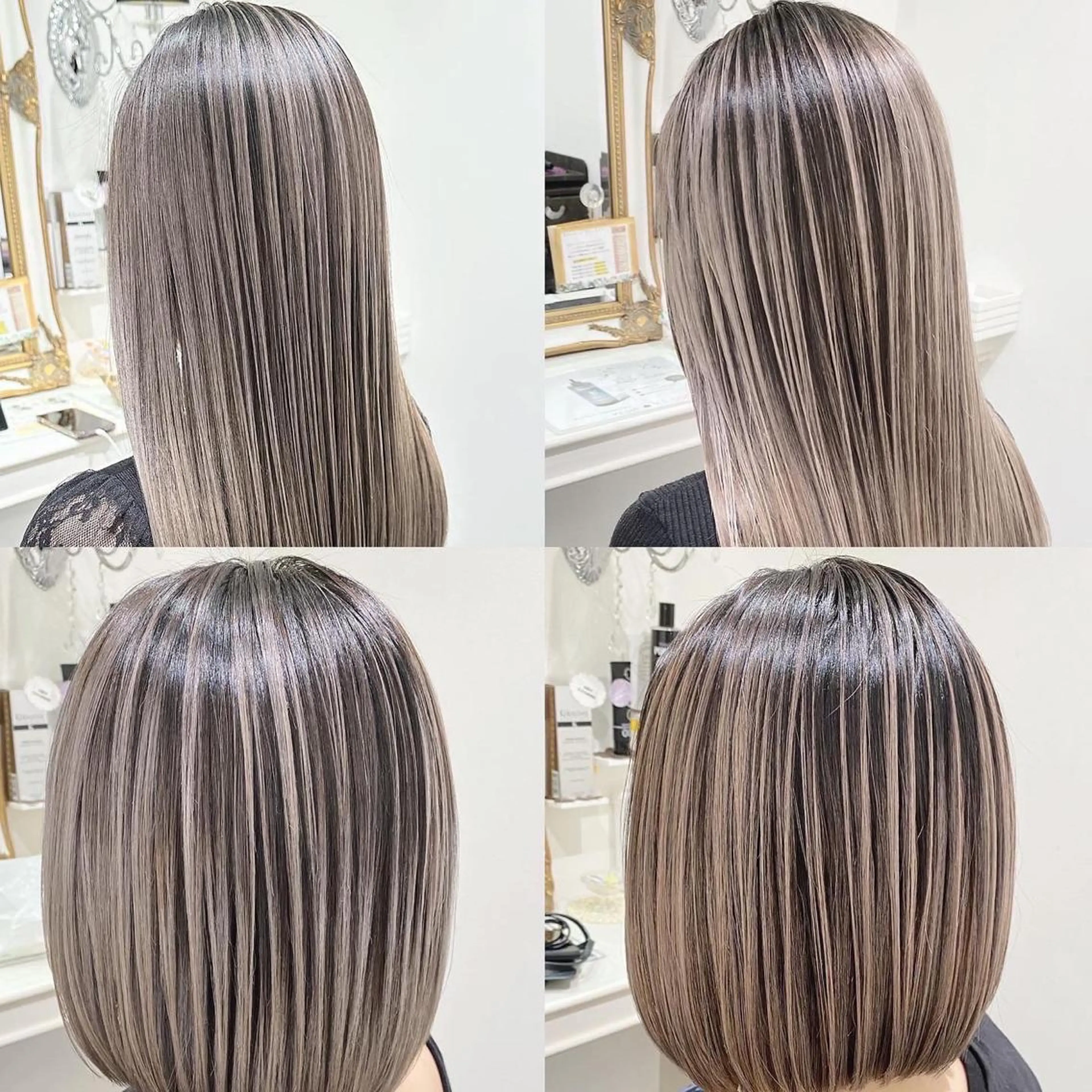 セミロング カラー バレイヤージュ ハイライトカラー ハイライト レイヤーカット カット ヘアカラー トリートメント 山崎俊輔/髪質改善 /バレイヤージュのヘアスタイル