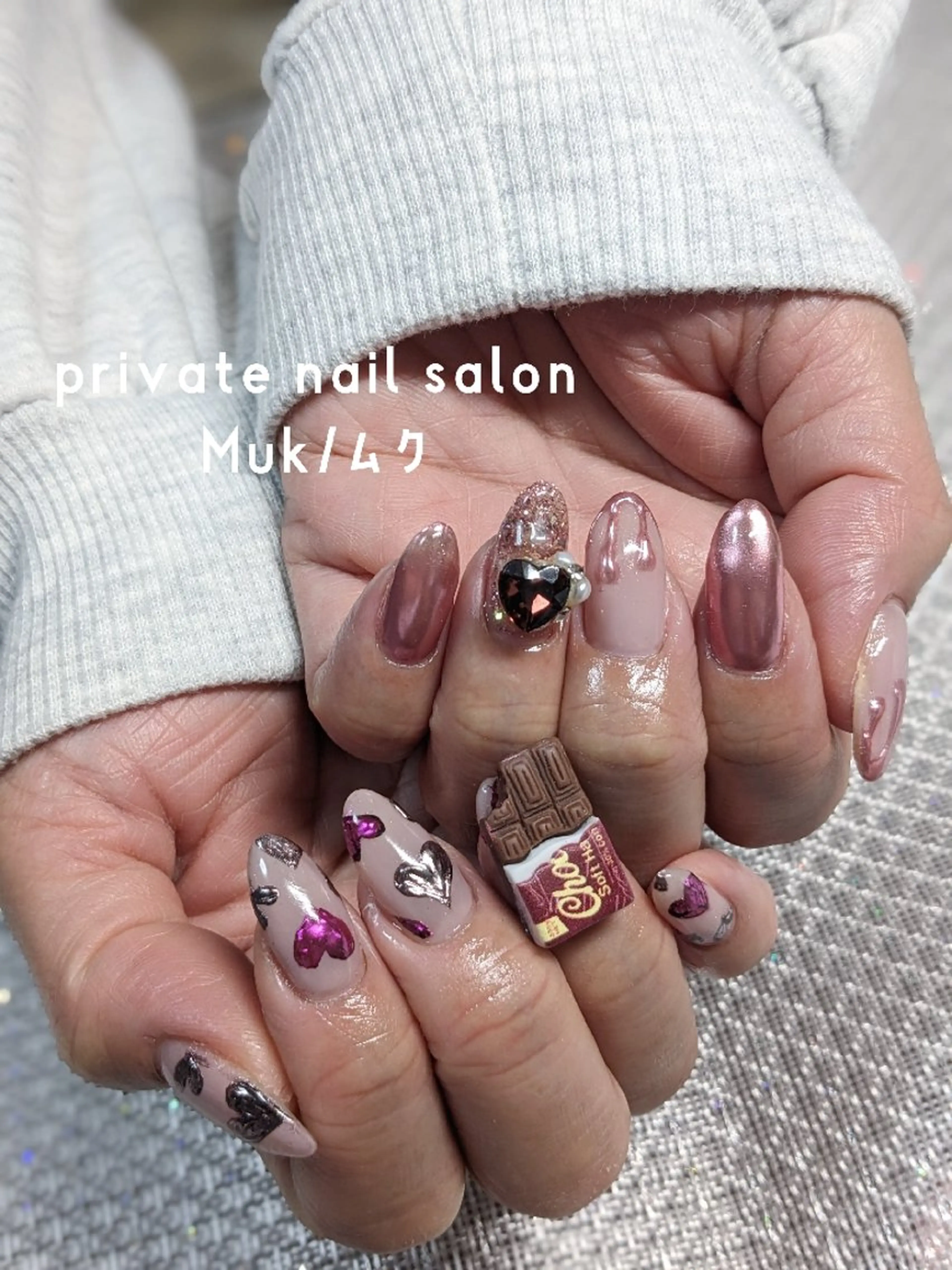 ネイル バレンタイン プライベートサロン Mukのネイルデザイン