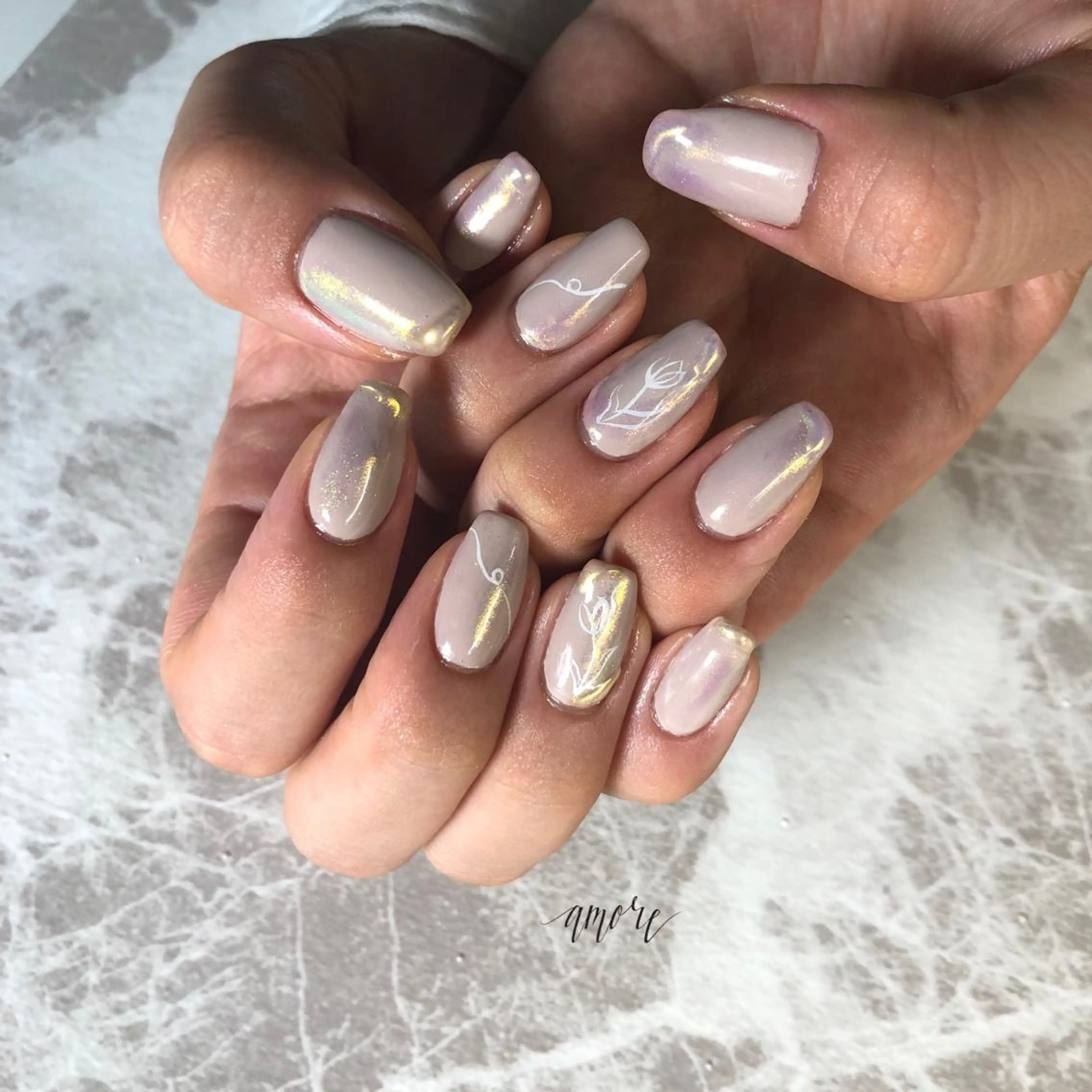 ネイル ジェルネイル ミラーネイル ニュアンスネイル 春ネイル You kyehwaのネイルデザイン