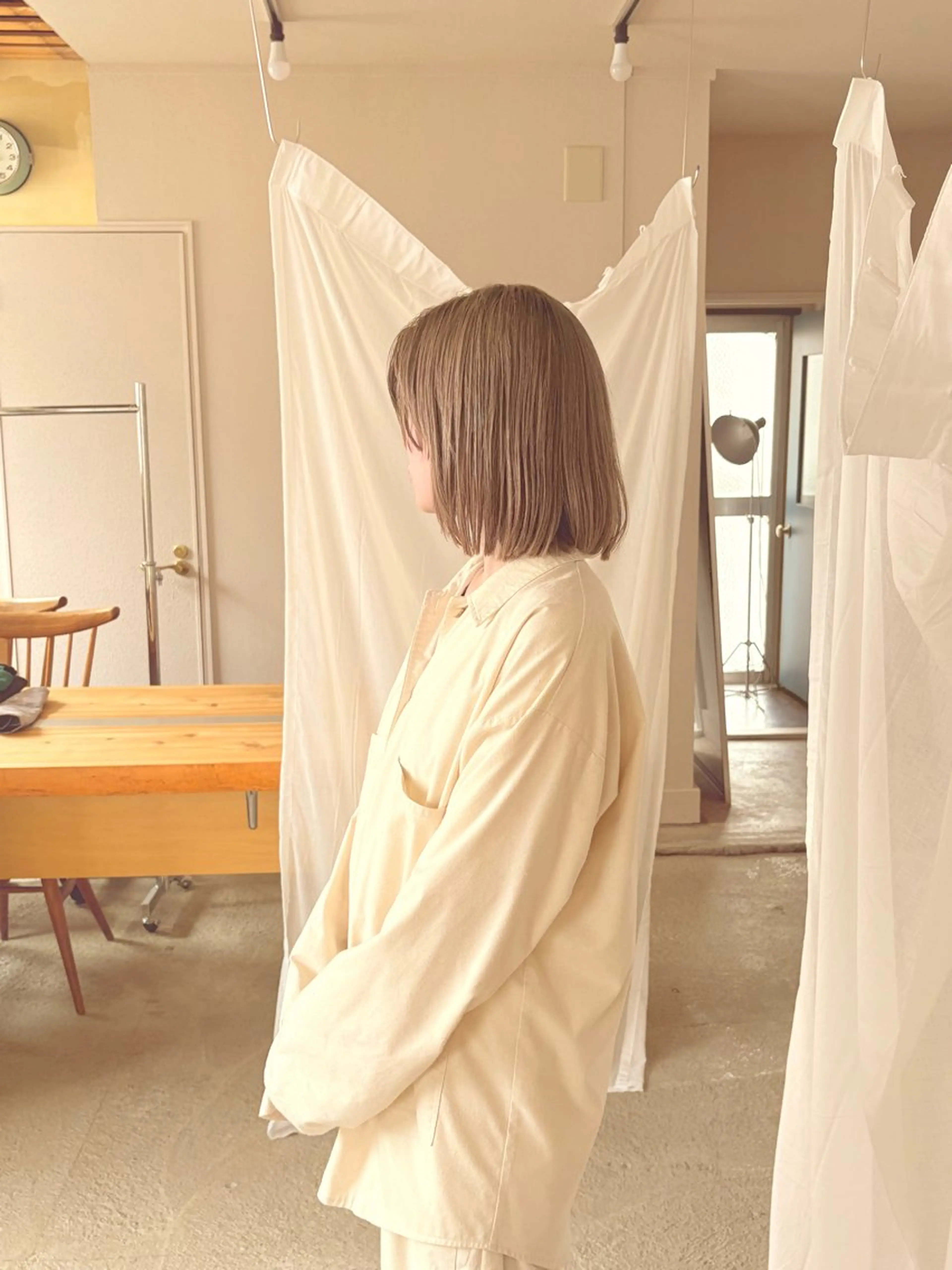 ミディアム カラー ベージュカラー ブロンド ブロンドベージュ ヘアカラー トリートメント 京都/カラー/松野 翔のヘアスタイル