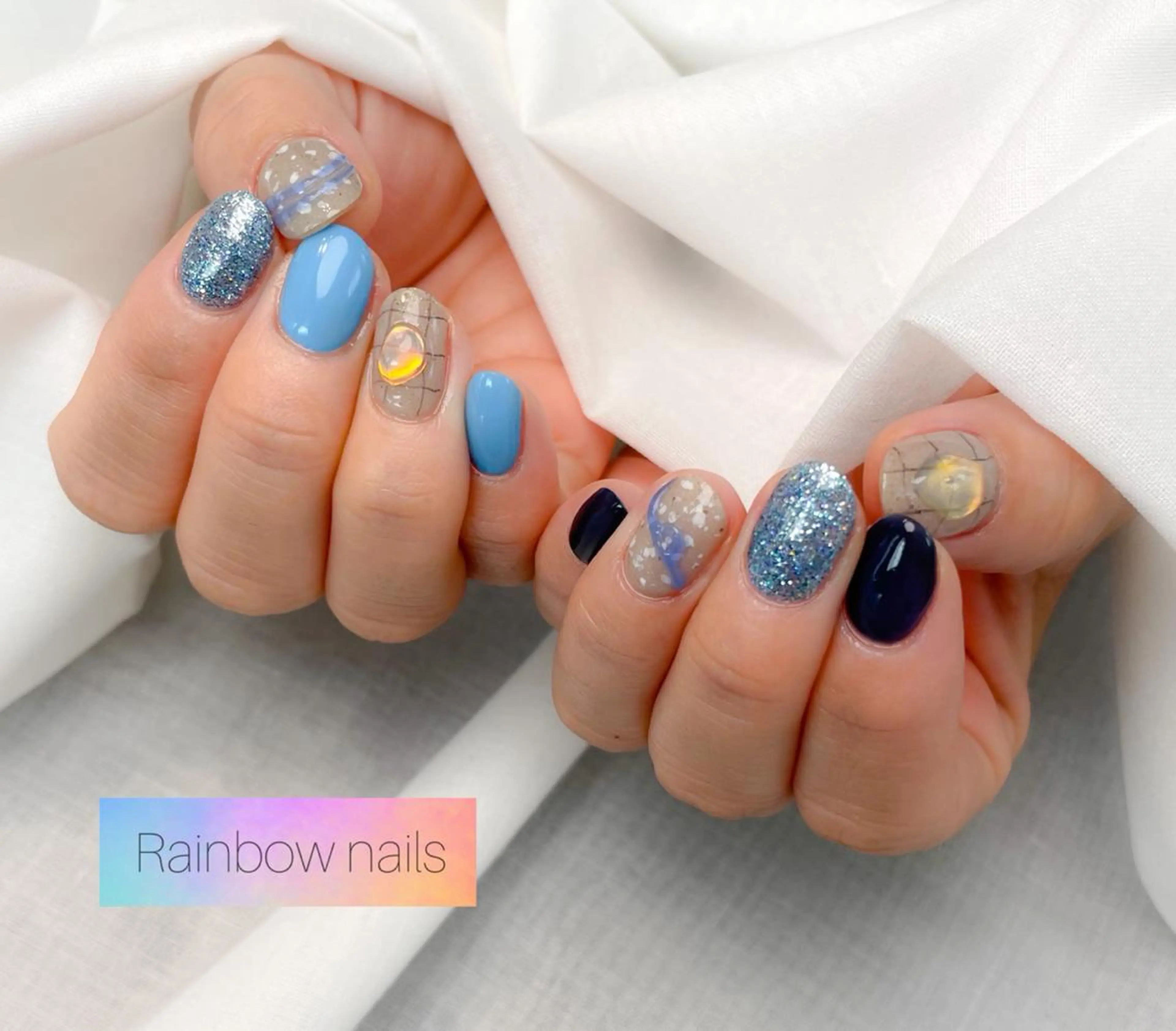 ネイル ハンドネイル Rainbow nailsくろちゃんのネイルデザイン