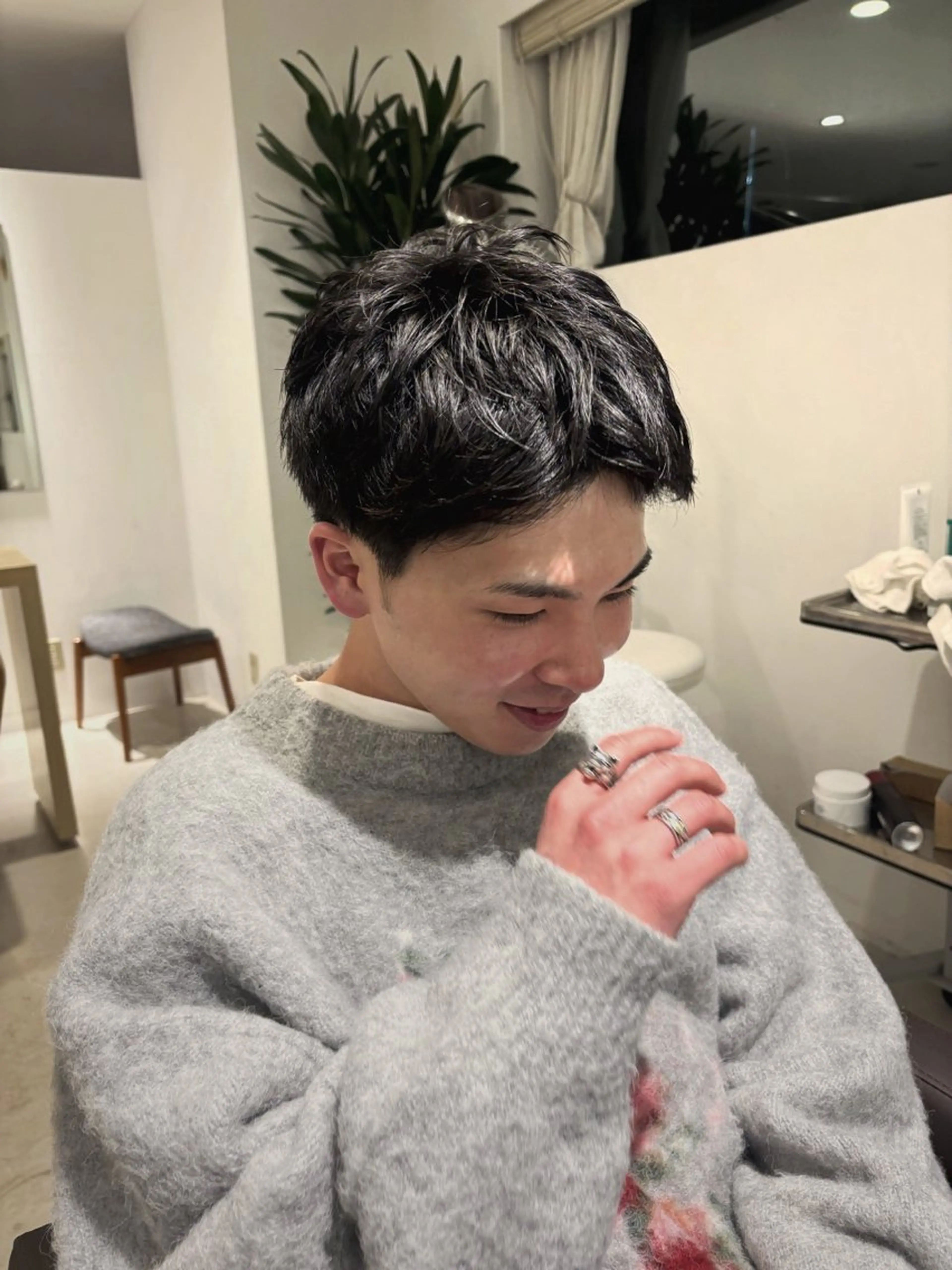 メンズ 🎀調布仙川透明感オ リーブカラー干莉🎀のヘアスタイル