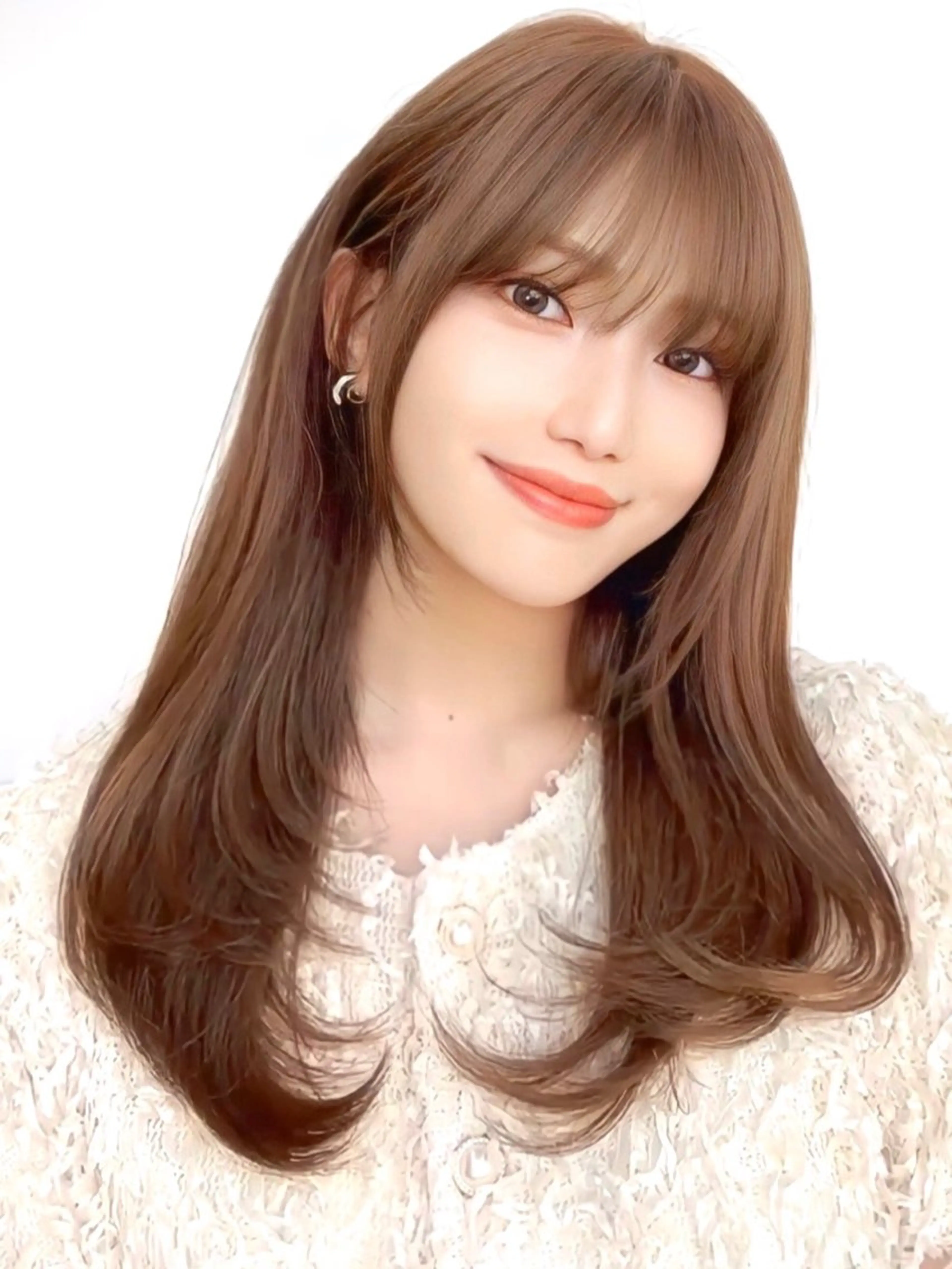 ミディアム カラー イルミナカラー くびれヘア エギョモリ 顔まわりレイヤー 顔周りカット カット ヘアカラー トリートメント 顔周り特化/韓国ヘア /レイヤー/吉野幸大のヘアスタイル