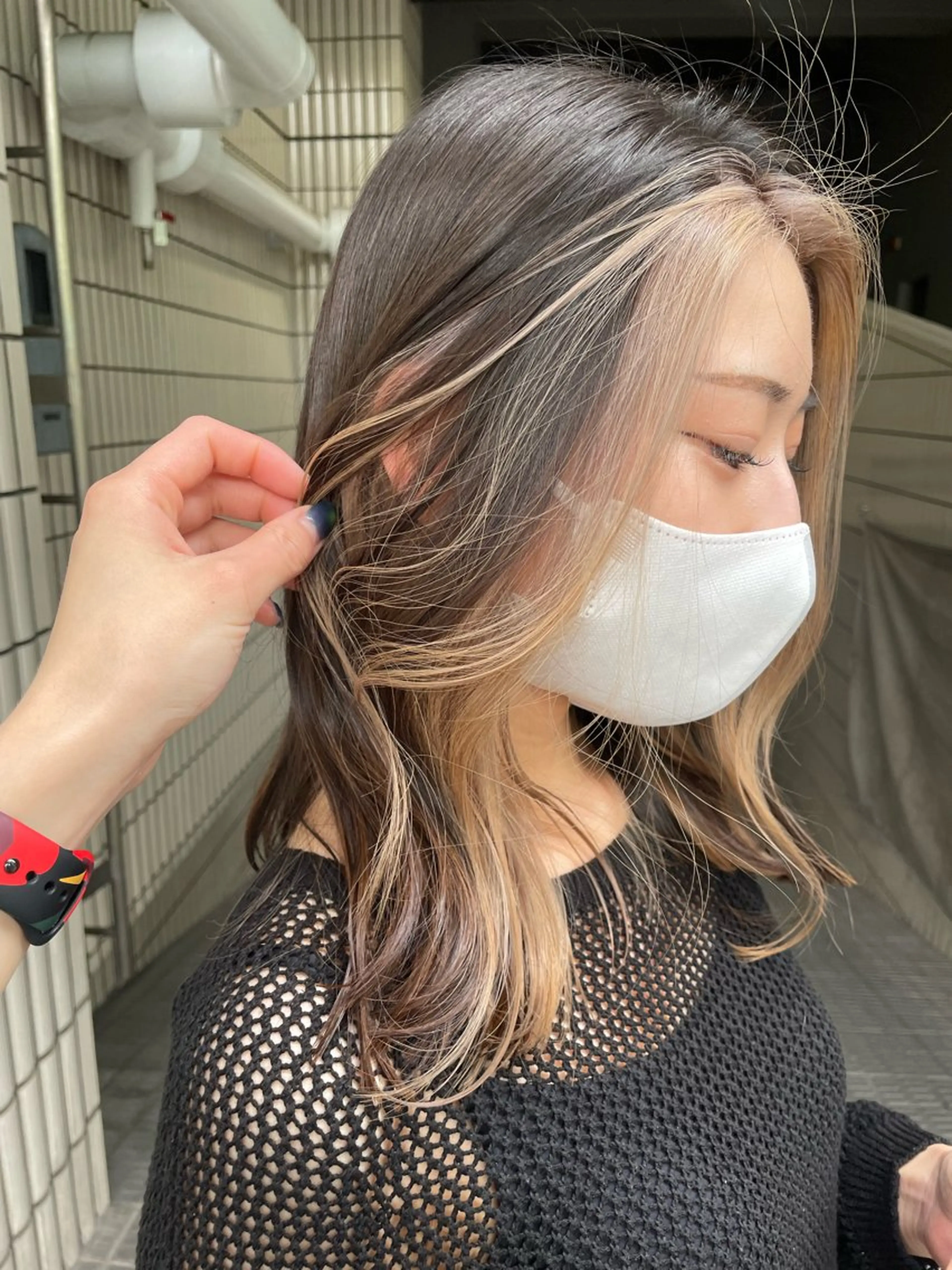 セミロング カラー ヘアカラー カットモデル/ ハイトーン/ゆうあのヘアスタイル