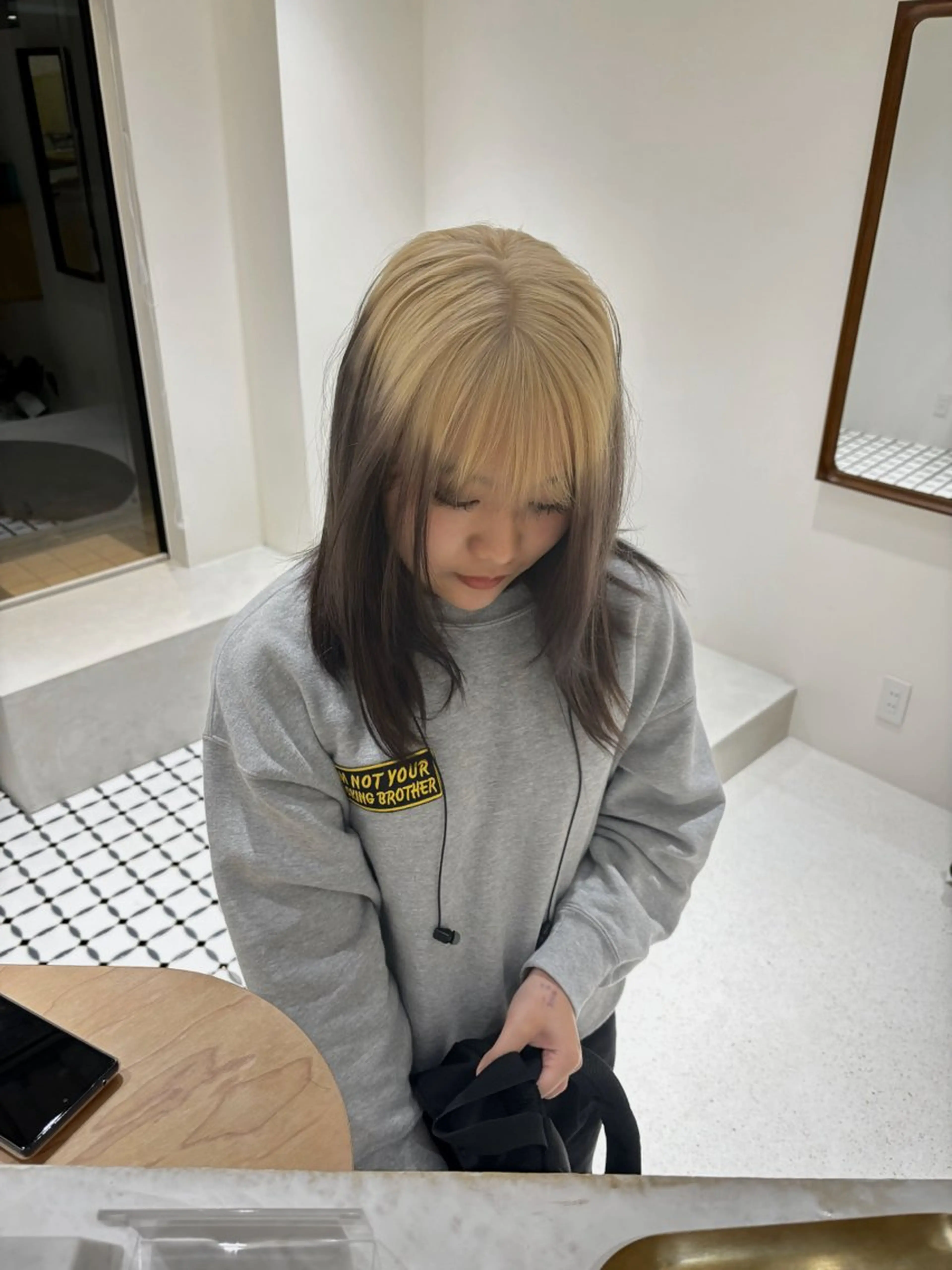 ミディアム カラー デザインカラー 菱田 愛果のヘアスタイル