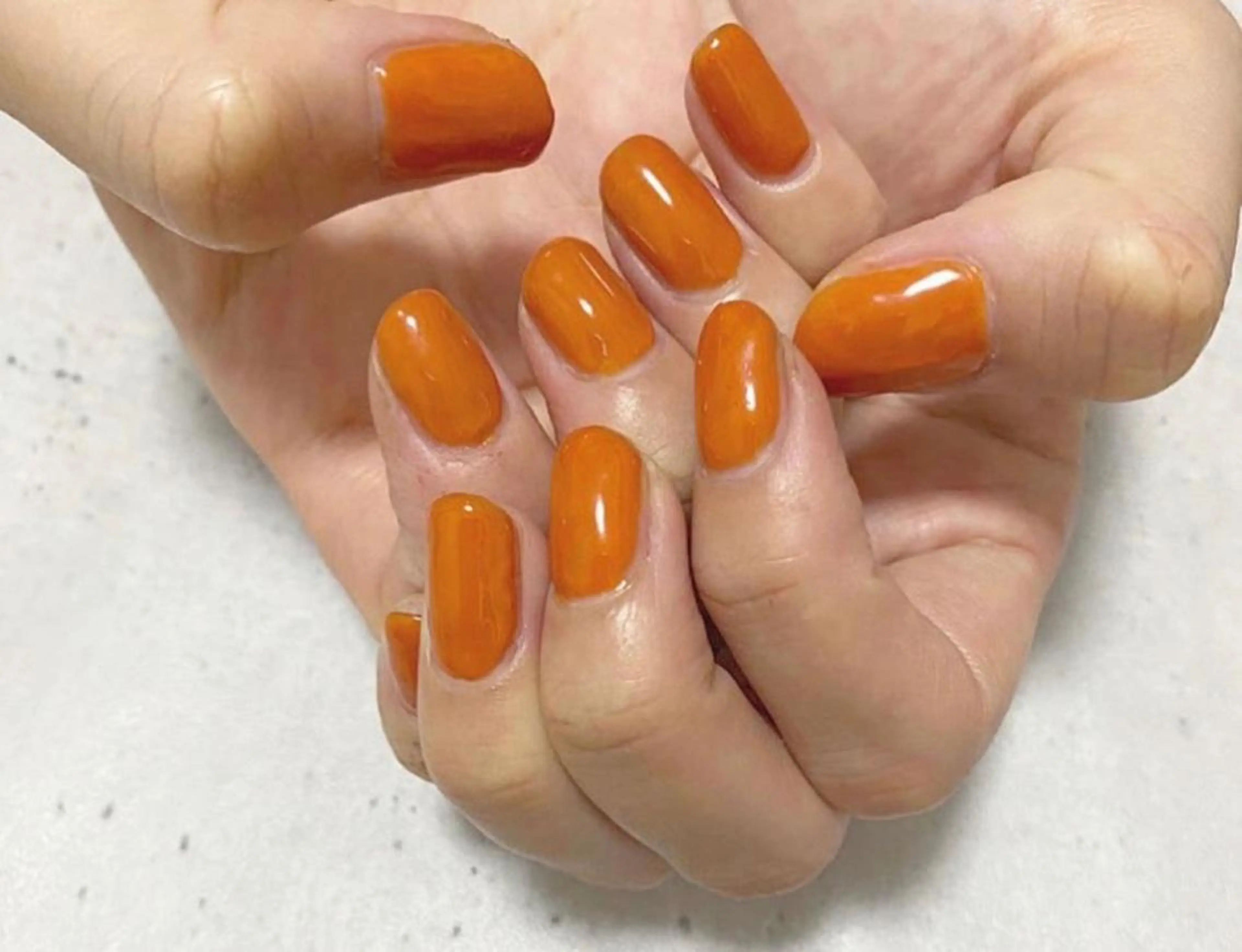 ネイル ワンカラーネイル オレンジ 淡色ネイル 🎀moeのネイルデザイン