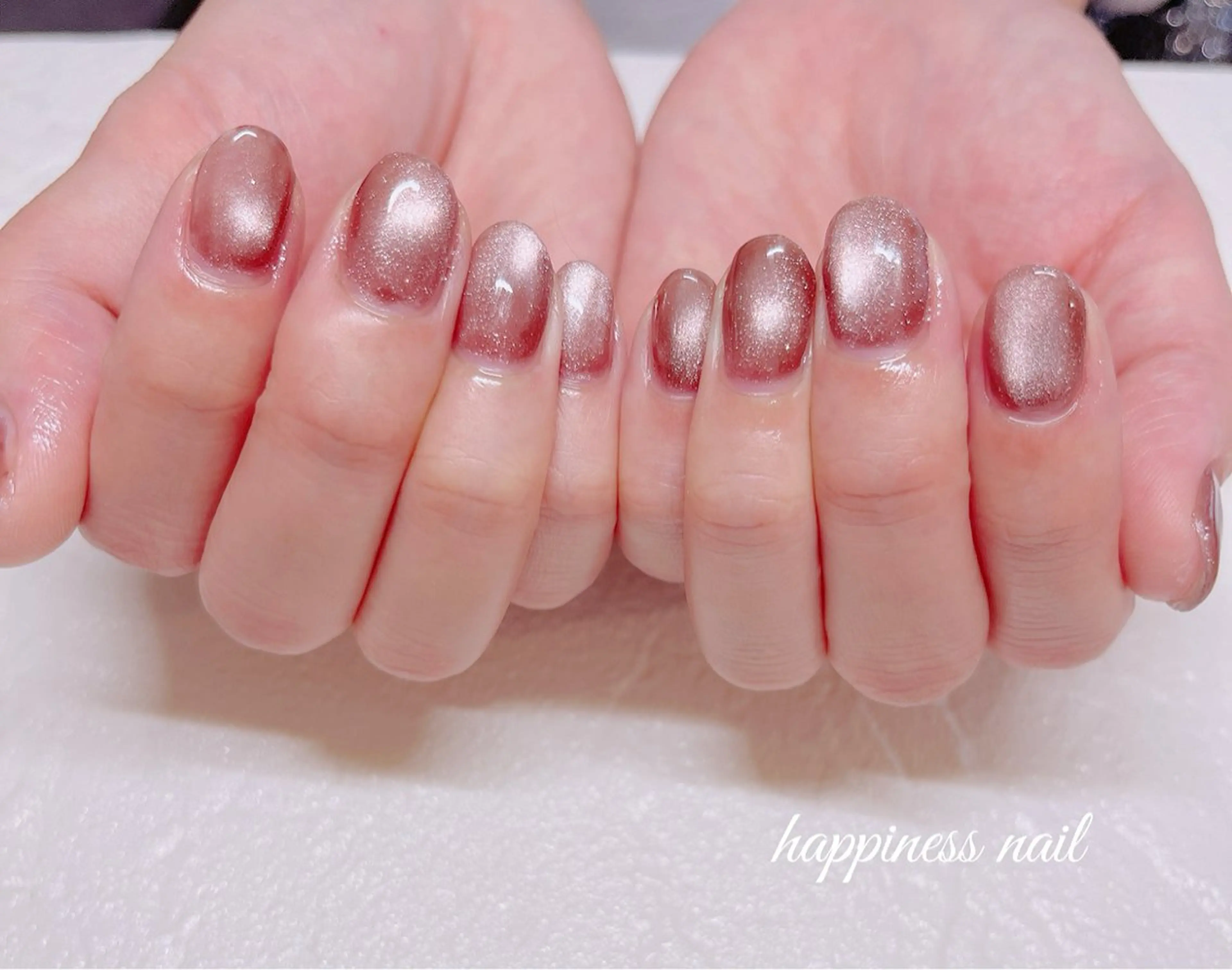 ネイル ブラウン 氷ネイル・うるうるネイル happiness nailのネイルデザイン