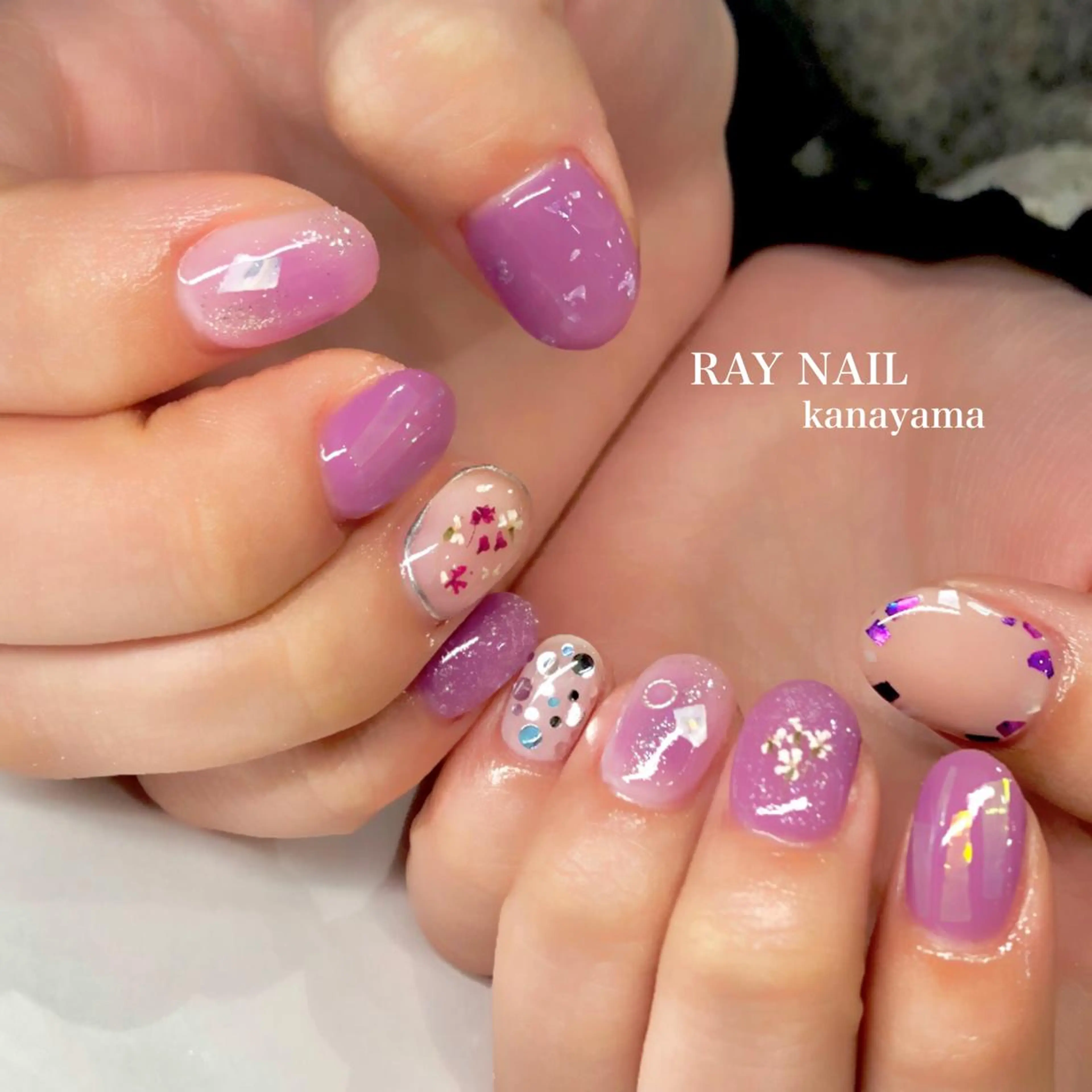 ネイル ニュアンスネイル パープル Arowa 伊田のネイルデザイン