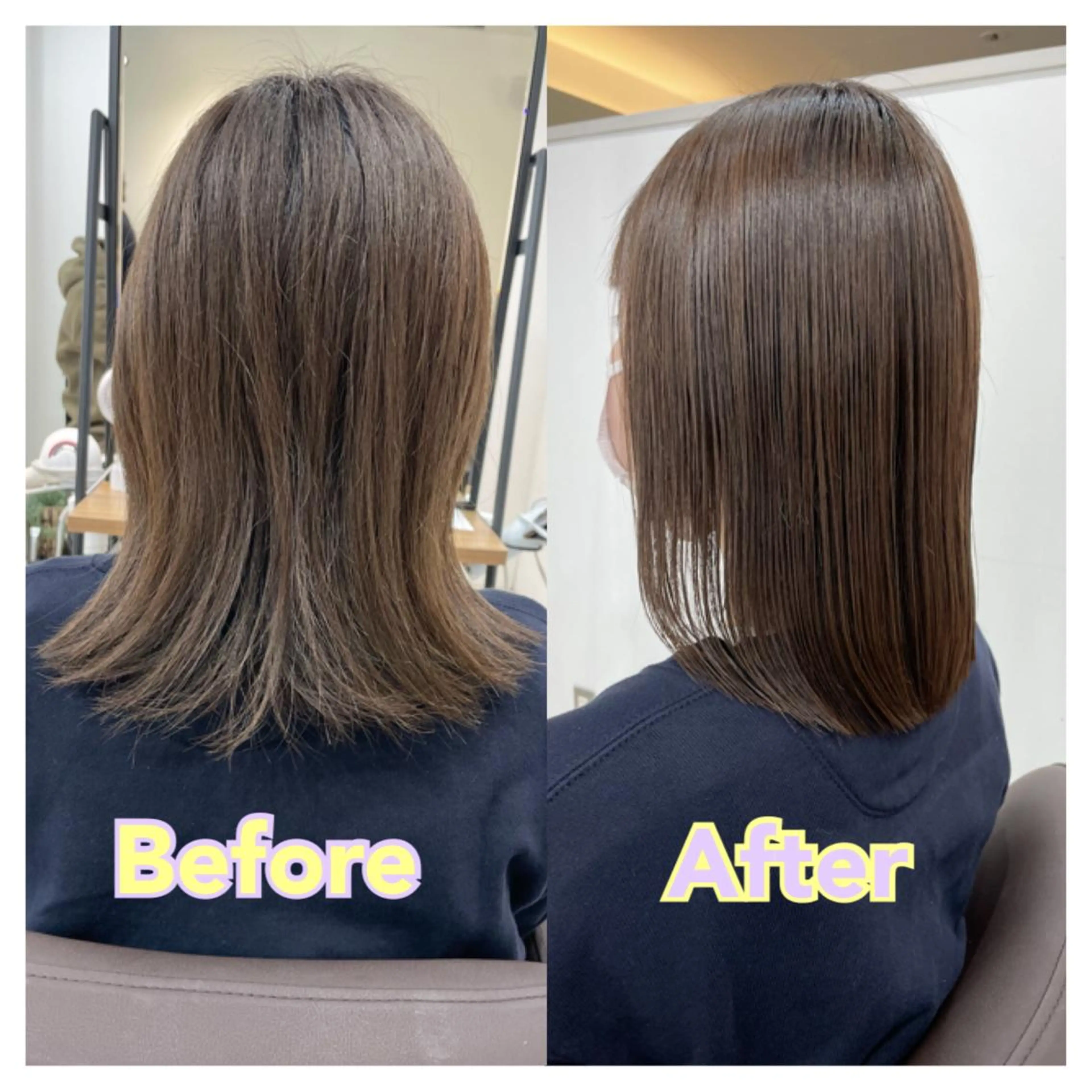 ミディアム カラー カット 縮毛矯正 トリートメント 村山 茉衣のヘアスタイル