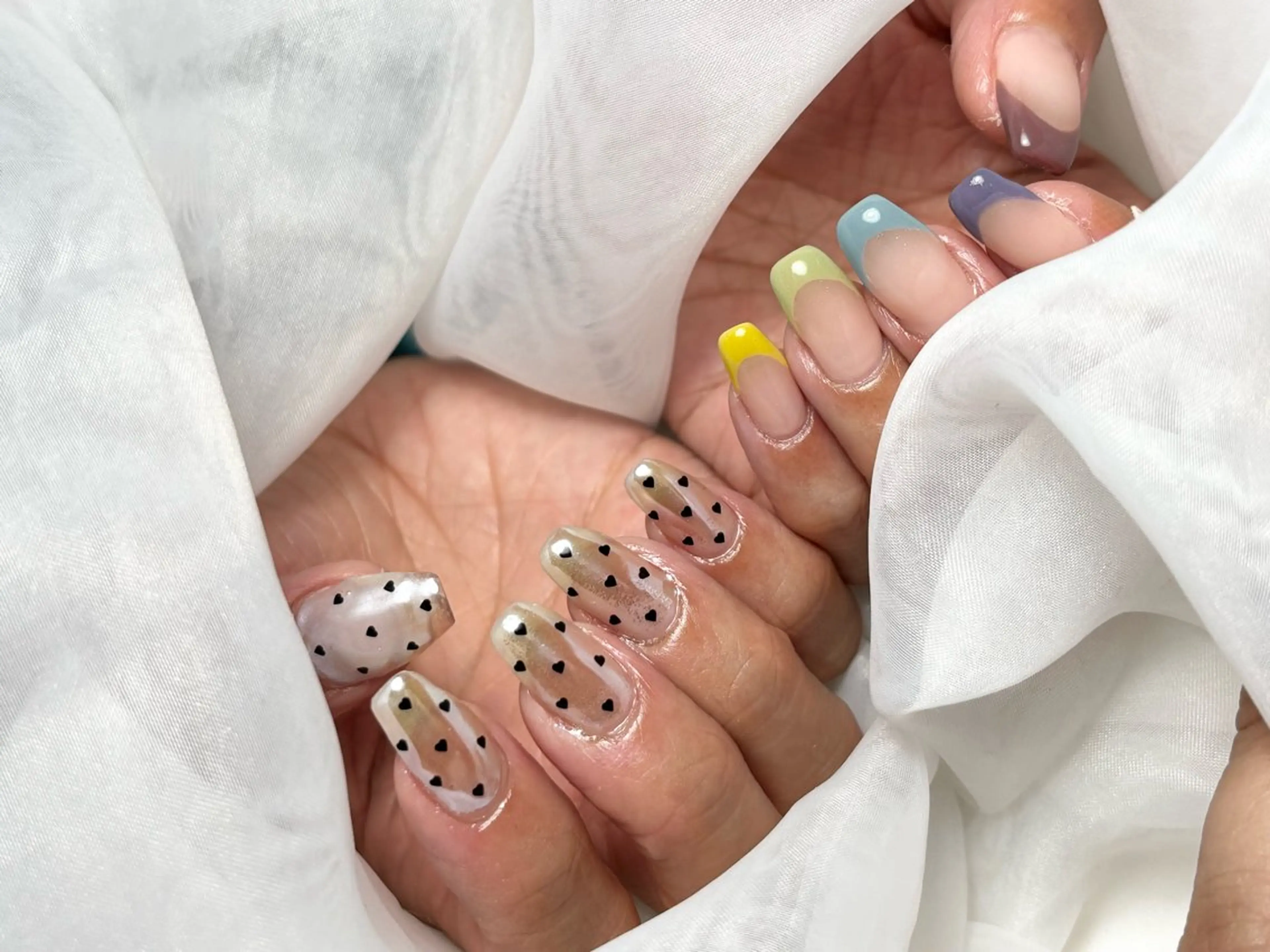 ネイル フレンチネイル ハート 春ネイル ハンドネイル MIKA ♡のネイルデザイン