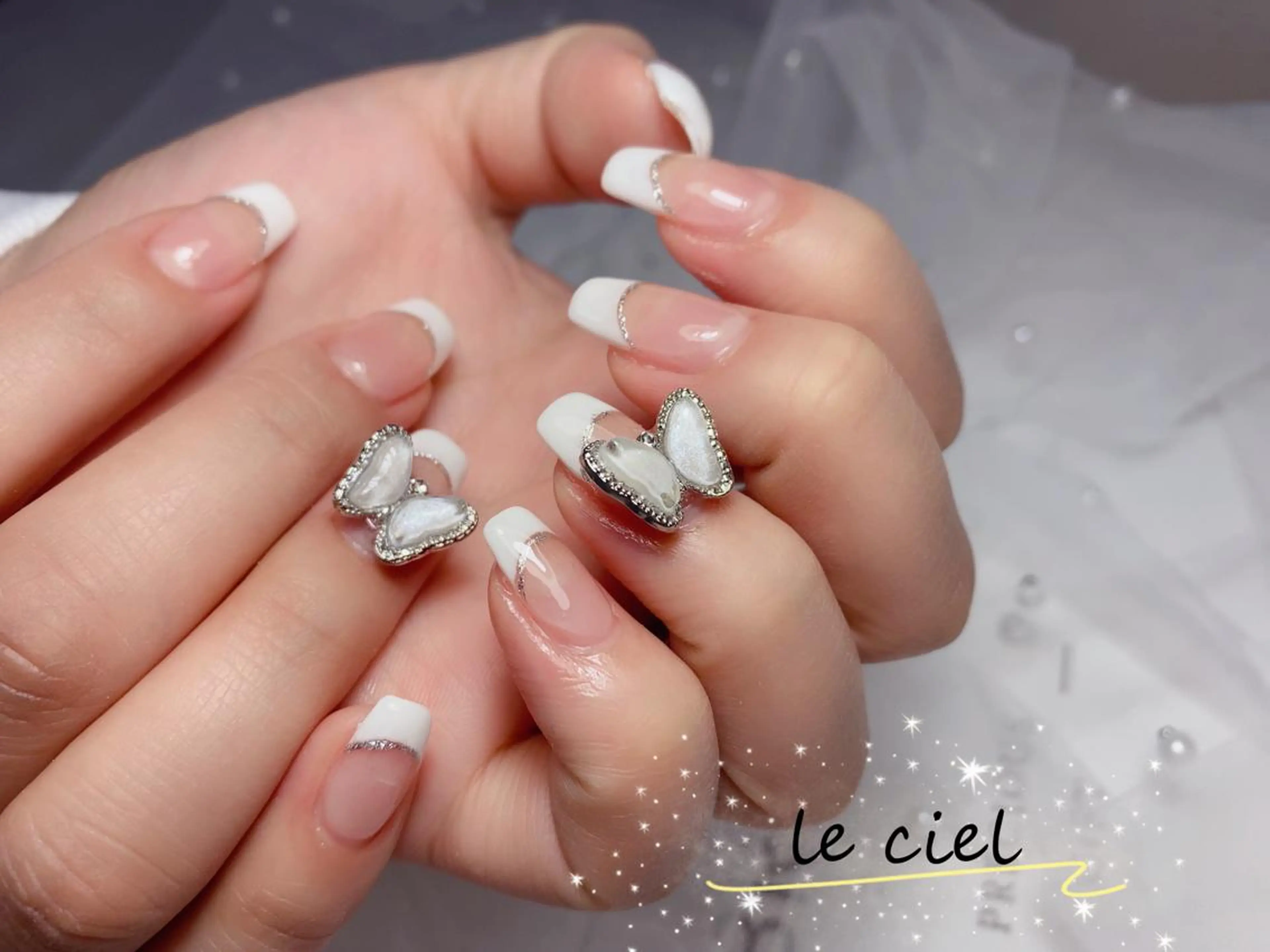 ネイル フレンチネイル スカルプネイル 春ネイル ホワイト Naka Rieのネイルデザイン