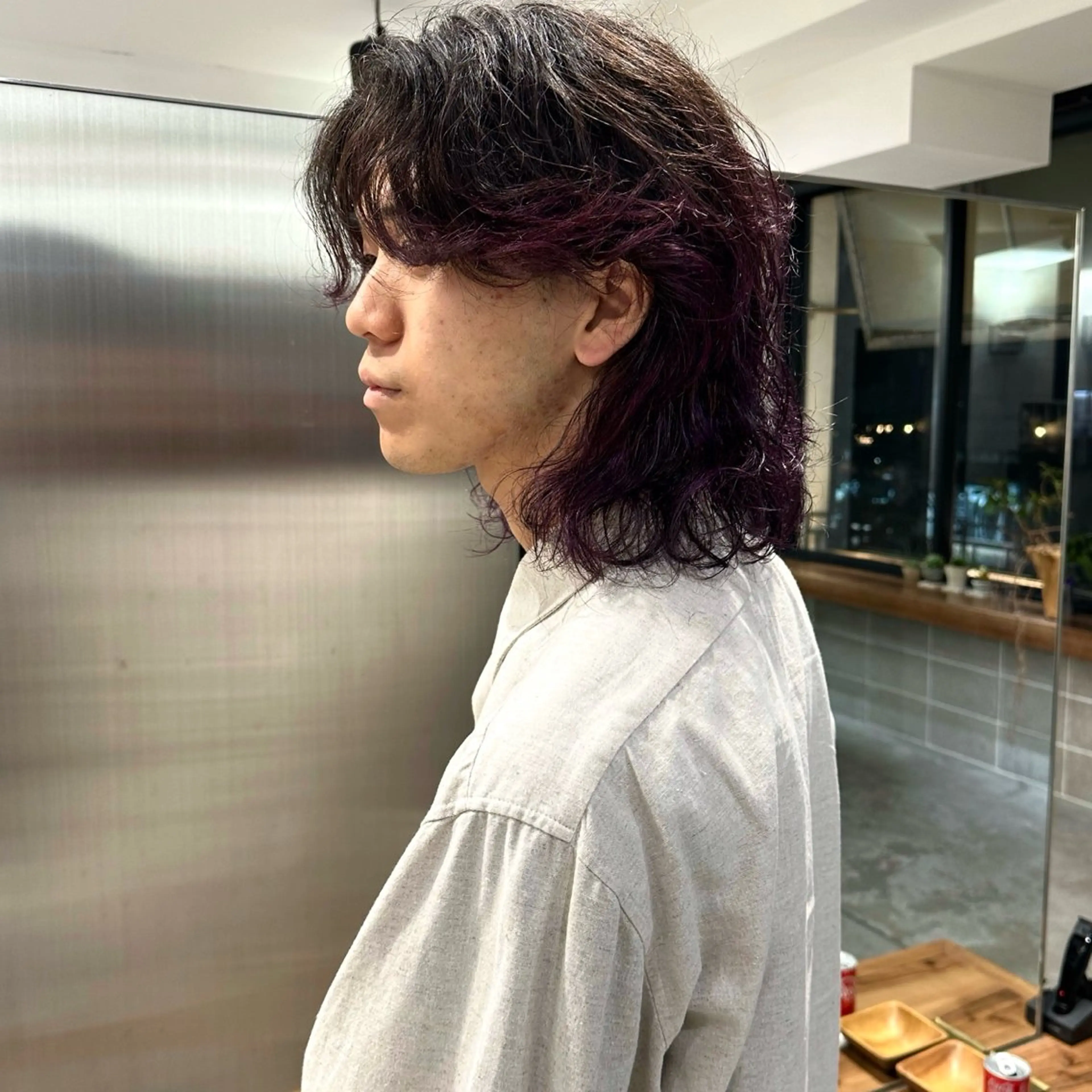 ミディアム カラー メンズ mellow所属・顔周りデザイン/ ハイトーン/多田悠馬のヘアスタイル