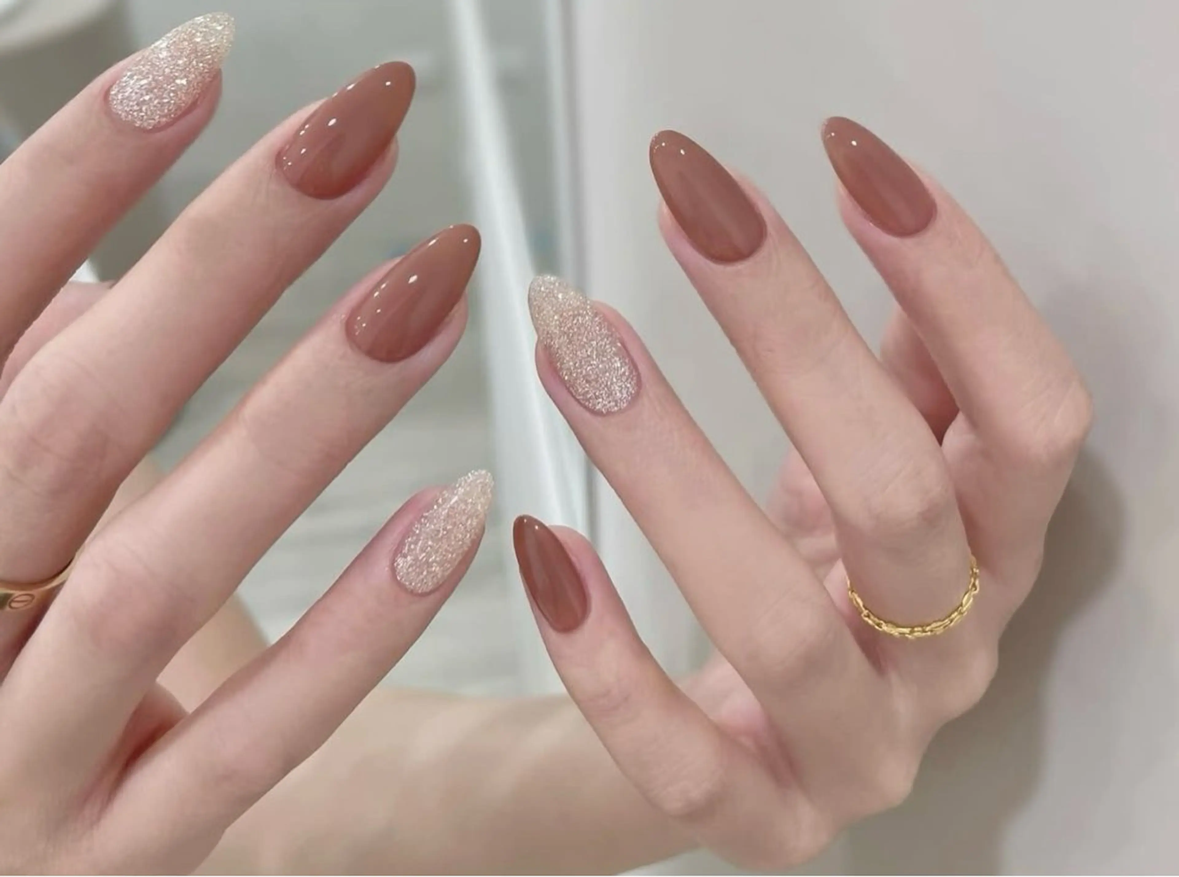 チップ長さ出し10本ワンカラ/ラメの写真