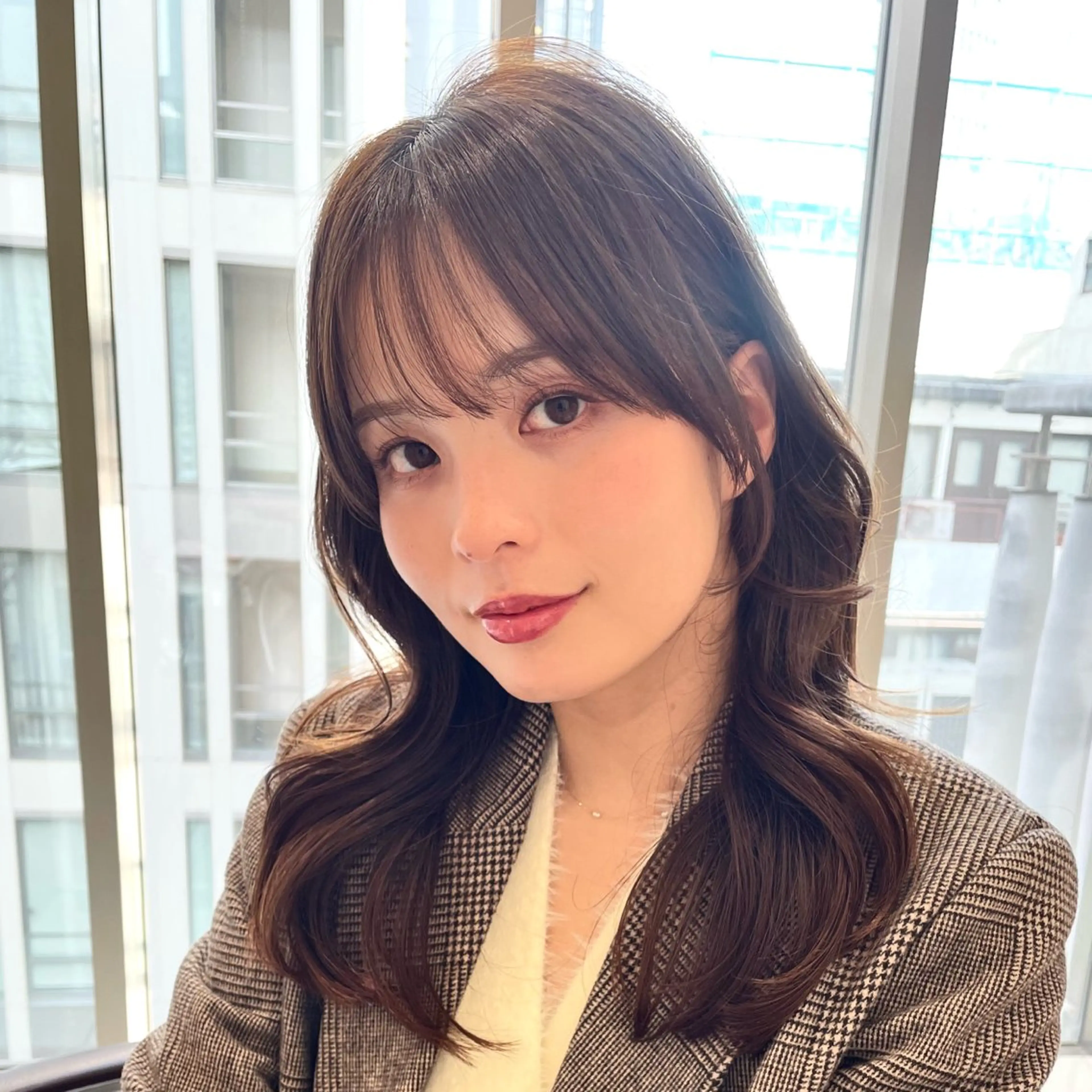 セミロング カット ヘアカラー トリートメント レイヤー×顔周 り×髪質改善/MIUのヘアスタイル