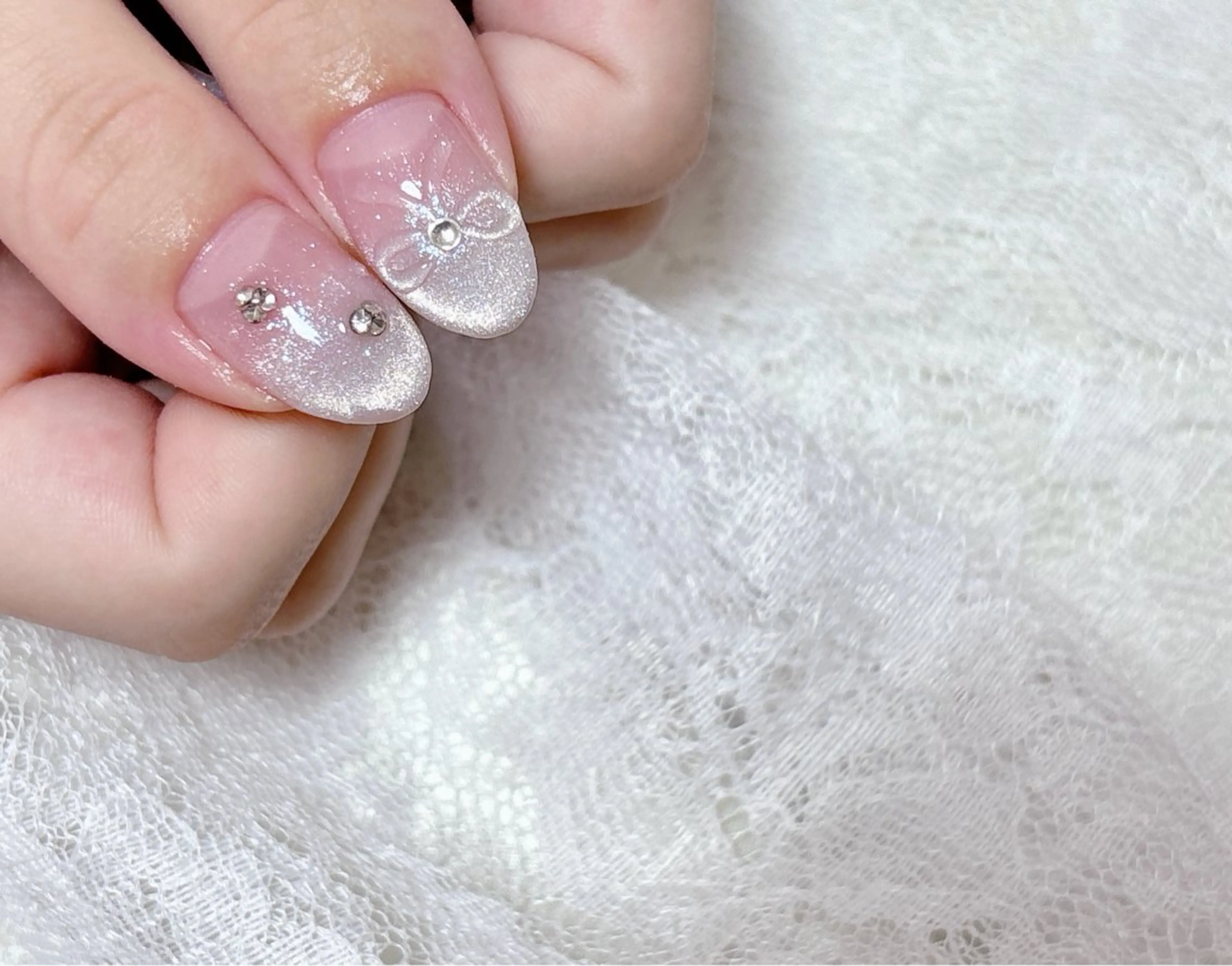 ネイル ぷっくりネイル リボン ハンドネイル FLARE NAIL フレアネイルのネイルデザイン