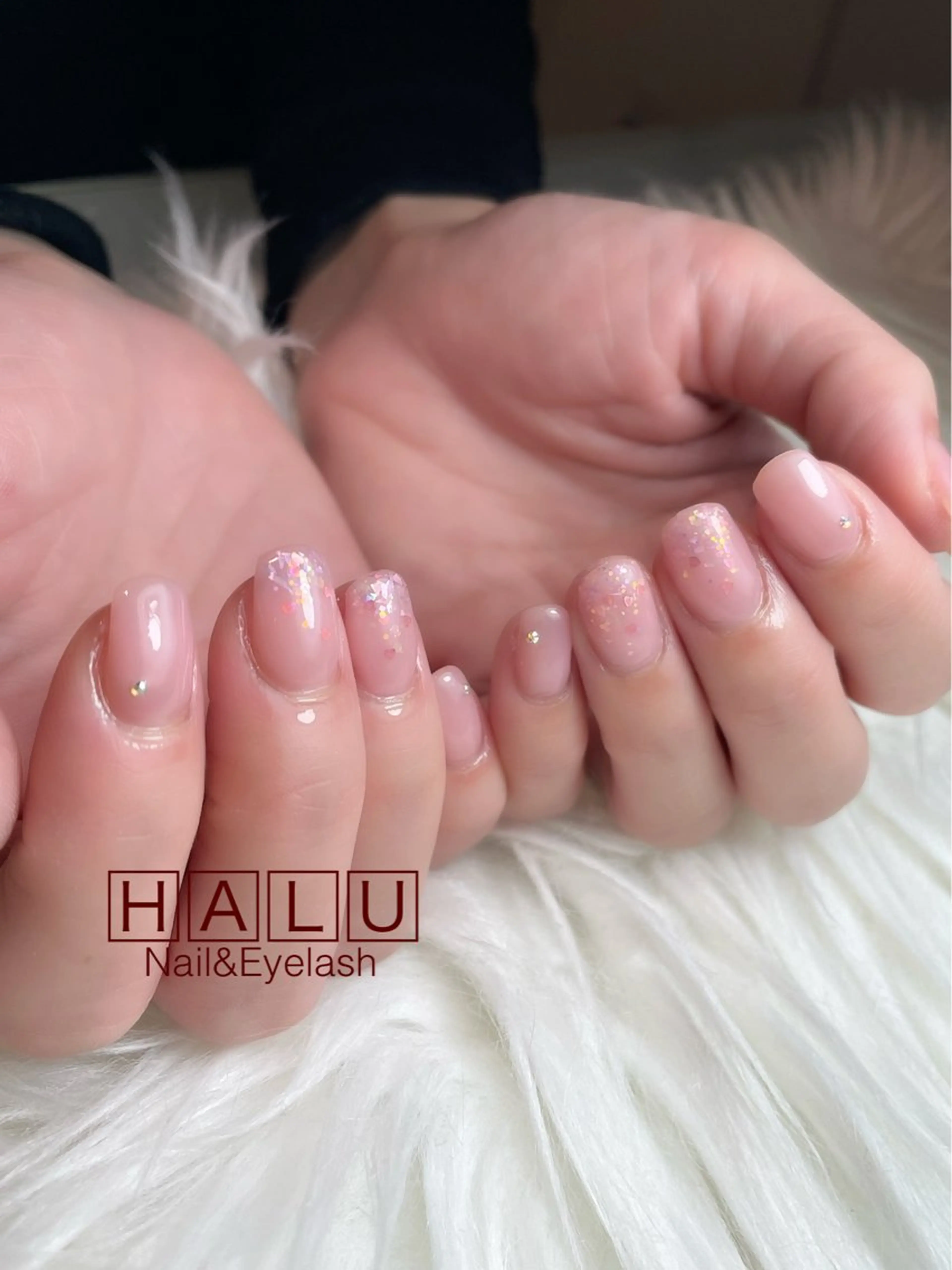 ネイル ハート ラメ(グリッター) HALU ハルのネイルデザイン