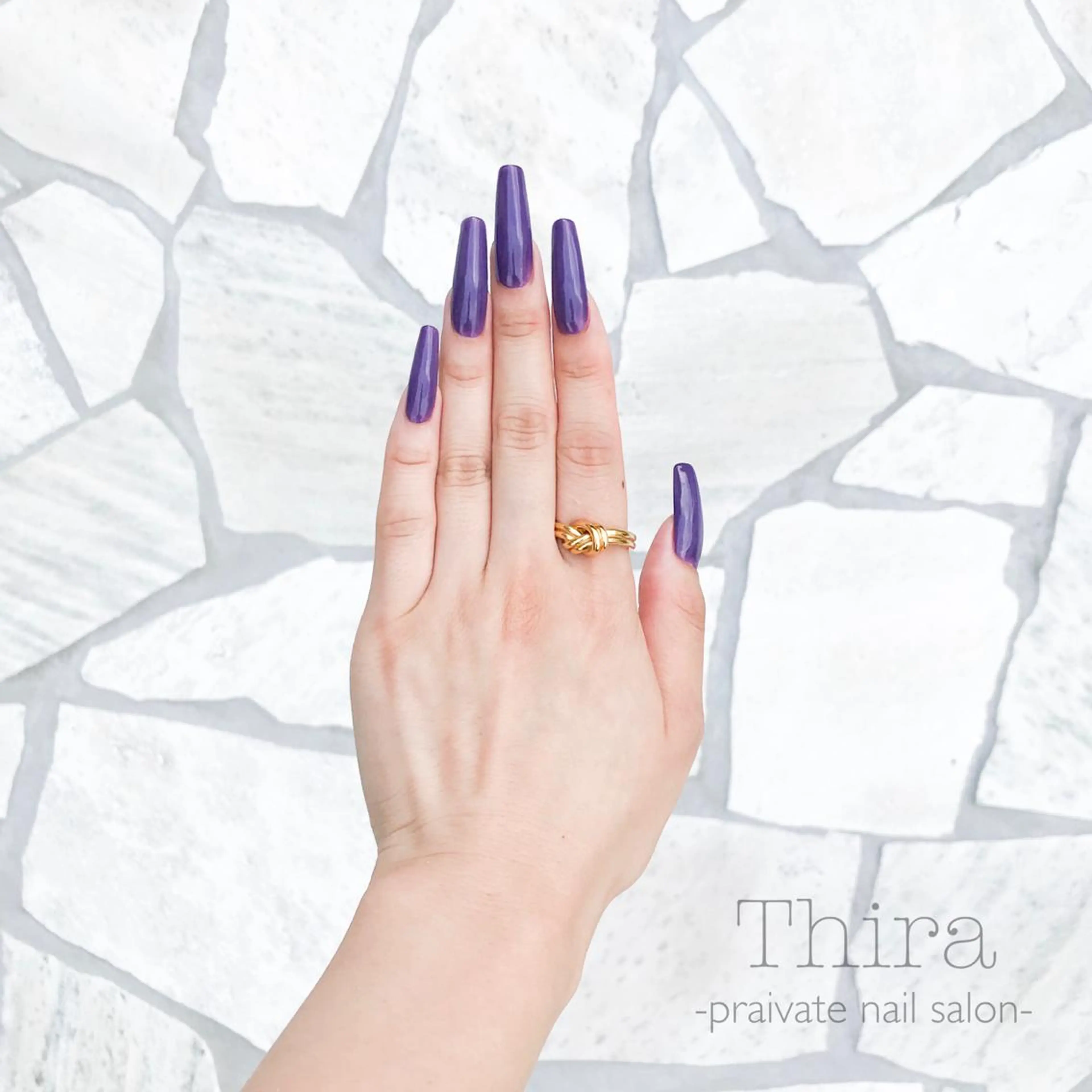 ネイル ロングネイル ワンカラーネイル パープル スカルプネイル Nail saeのネイルデザイン