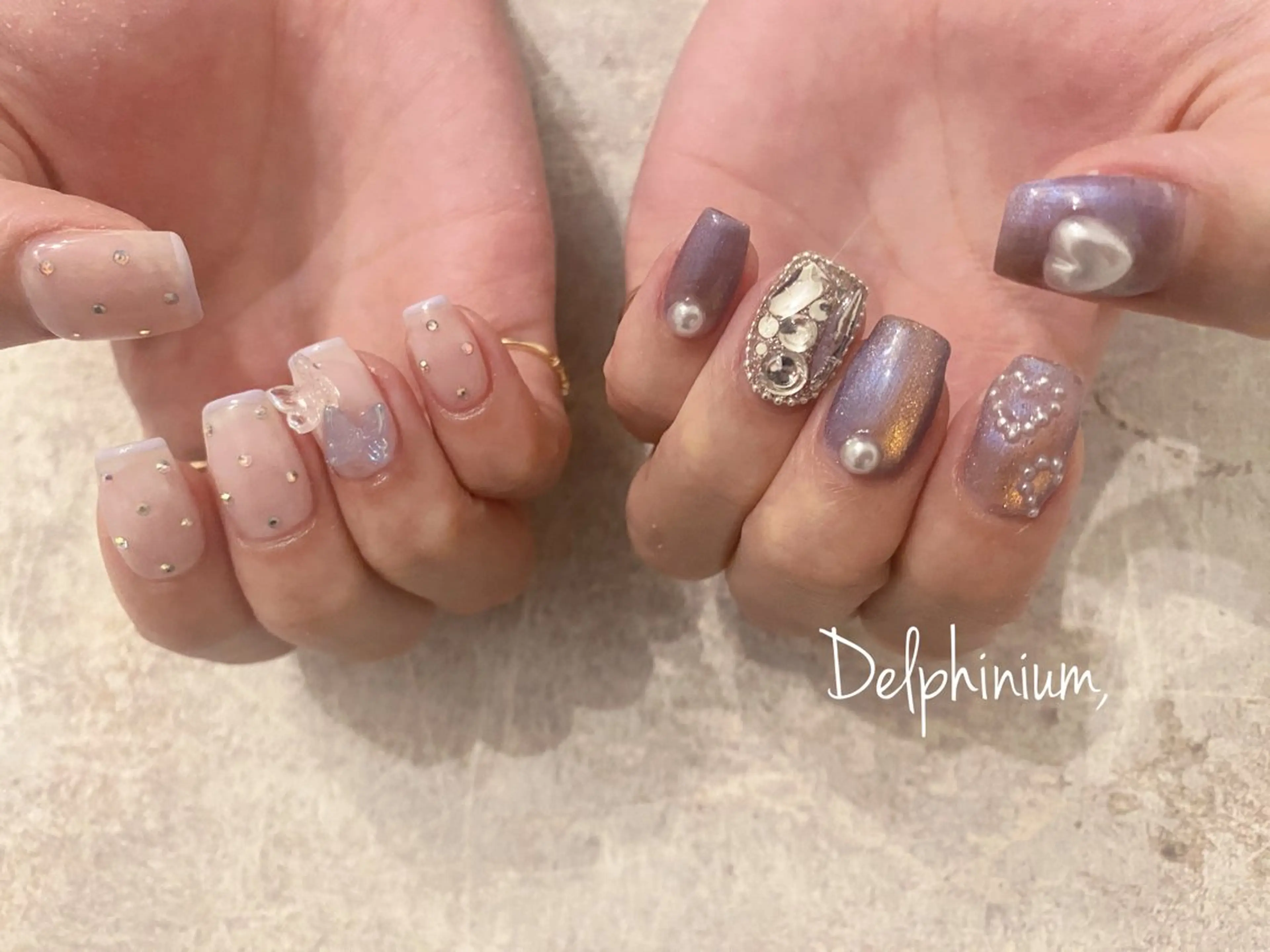 ネイル ハート マグネットネイル ハンドネイル 岡本 友恵のネイルデザイン