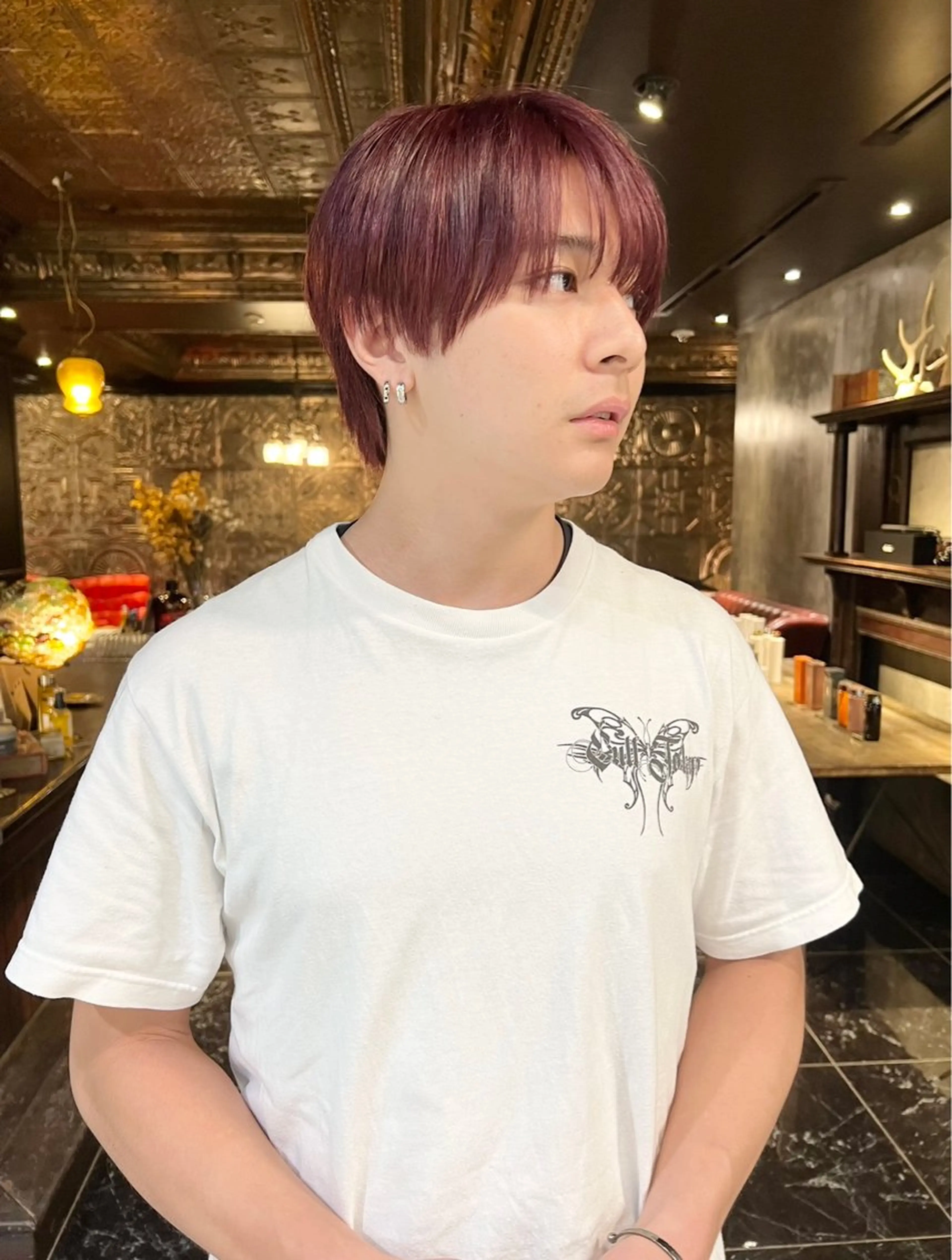 カラー メンズ メンズ韓国風 マッシュ シースルーマッシュ ボルドーカラー カシス ヘアカラー GO TODAY 原宿本店所属・🎁曲がる縮毛矯正 /DAIKIのヘアスタイル