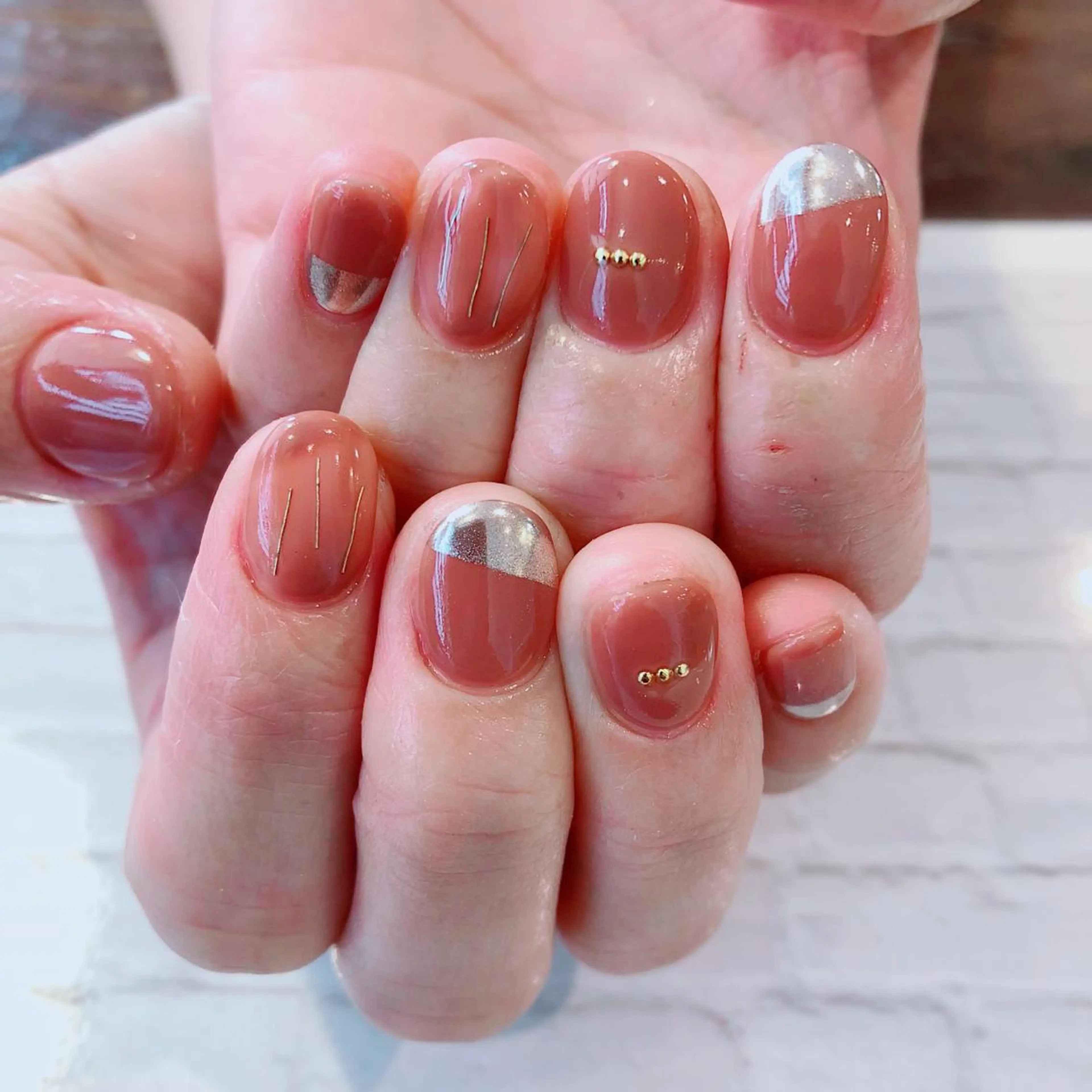 ネイル ミラーネイル シンプルネイル shelf所属・shelf ⭐︎のネイルデザイン