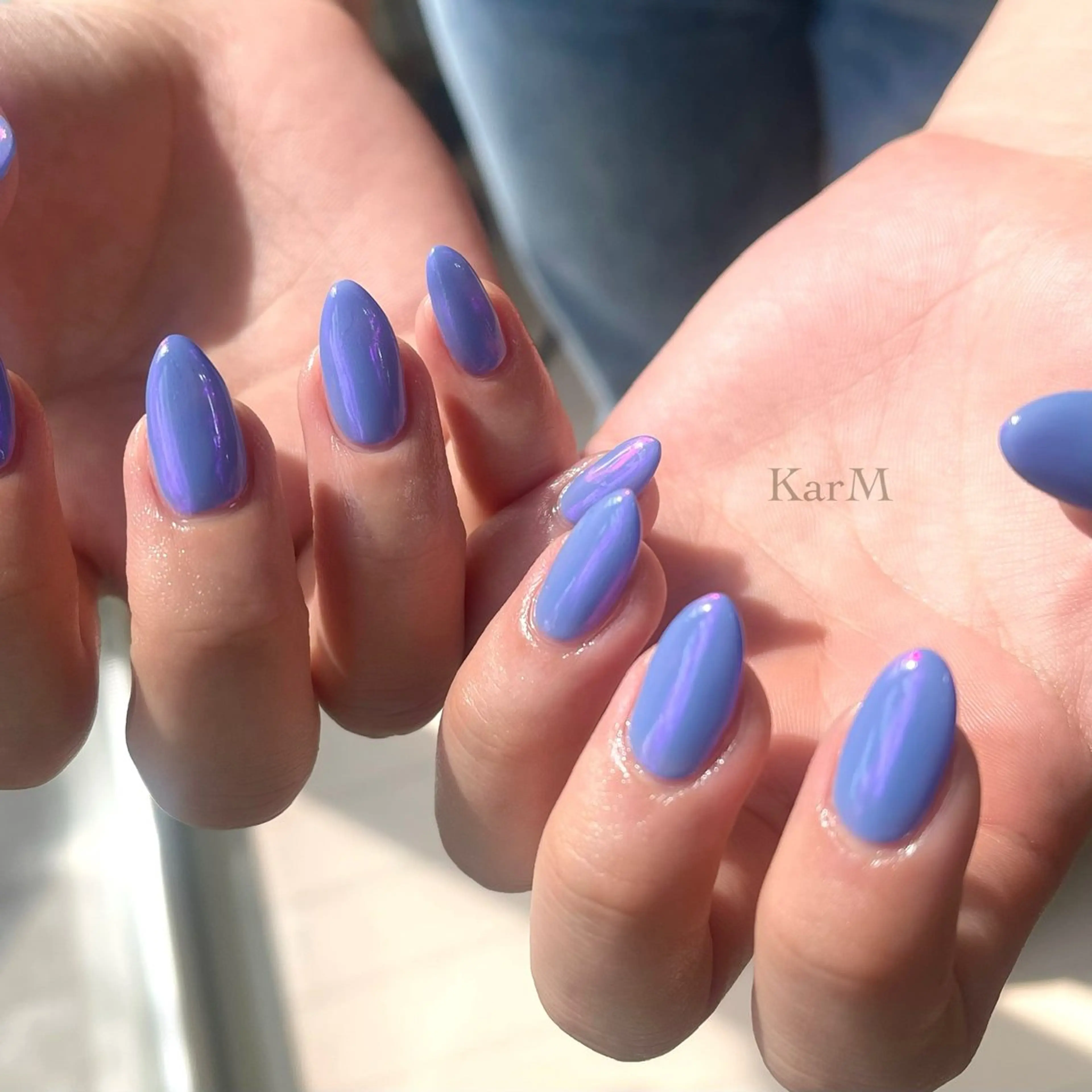 ネイル オーロラネイル ブルー チークネイル フラッシュネイル フレンチネイル ハンドネイル フットネイル ogino karinのネイルデザイン