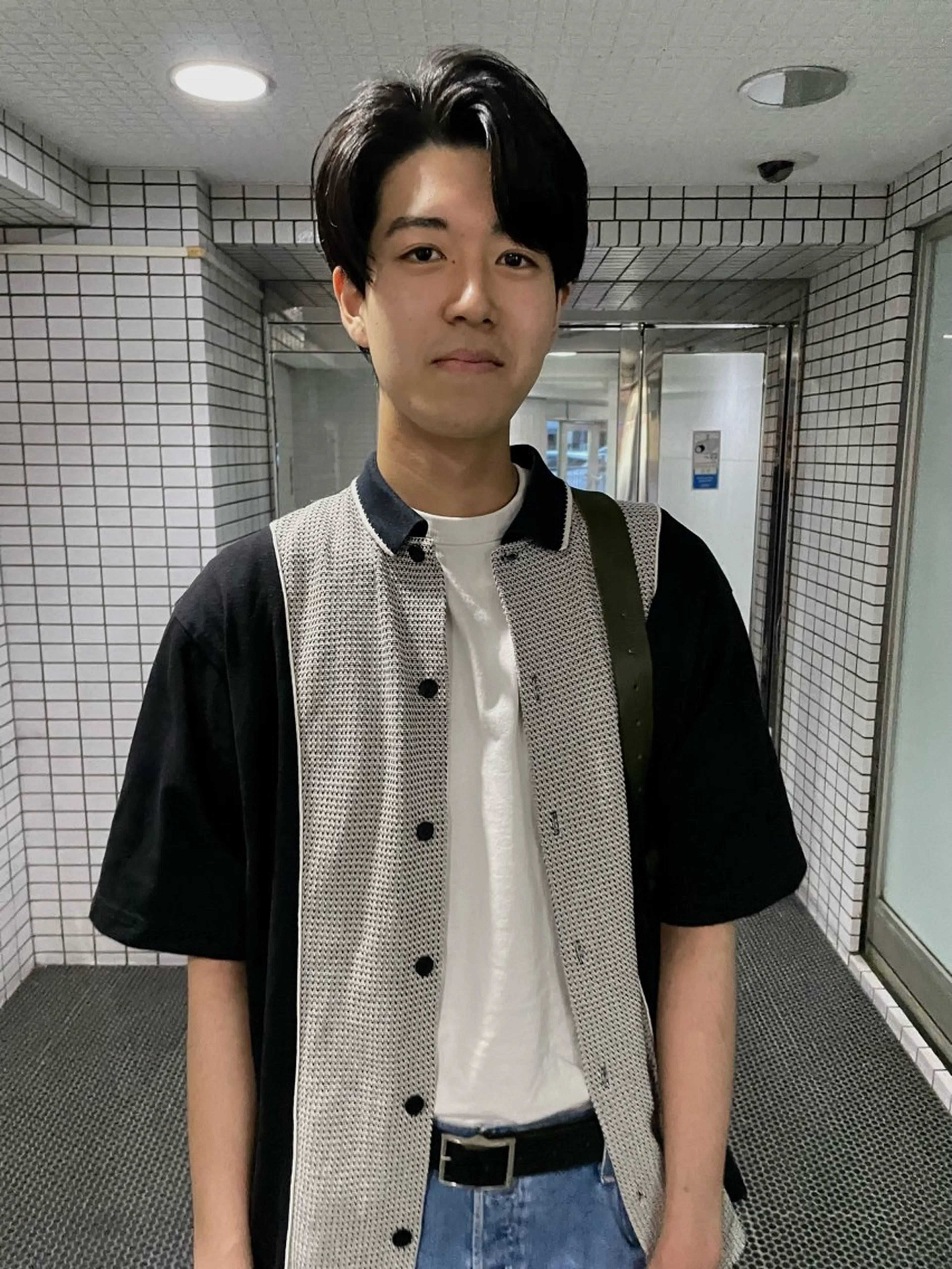 ミディアム パーマ メンズ かきあげバング ruki yabeのヘアスタイル