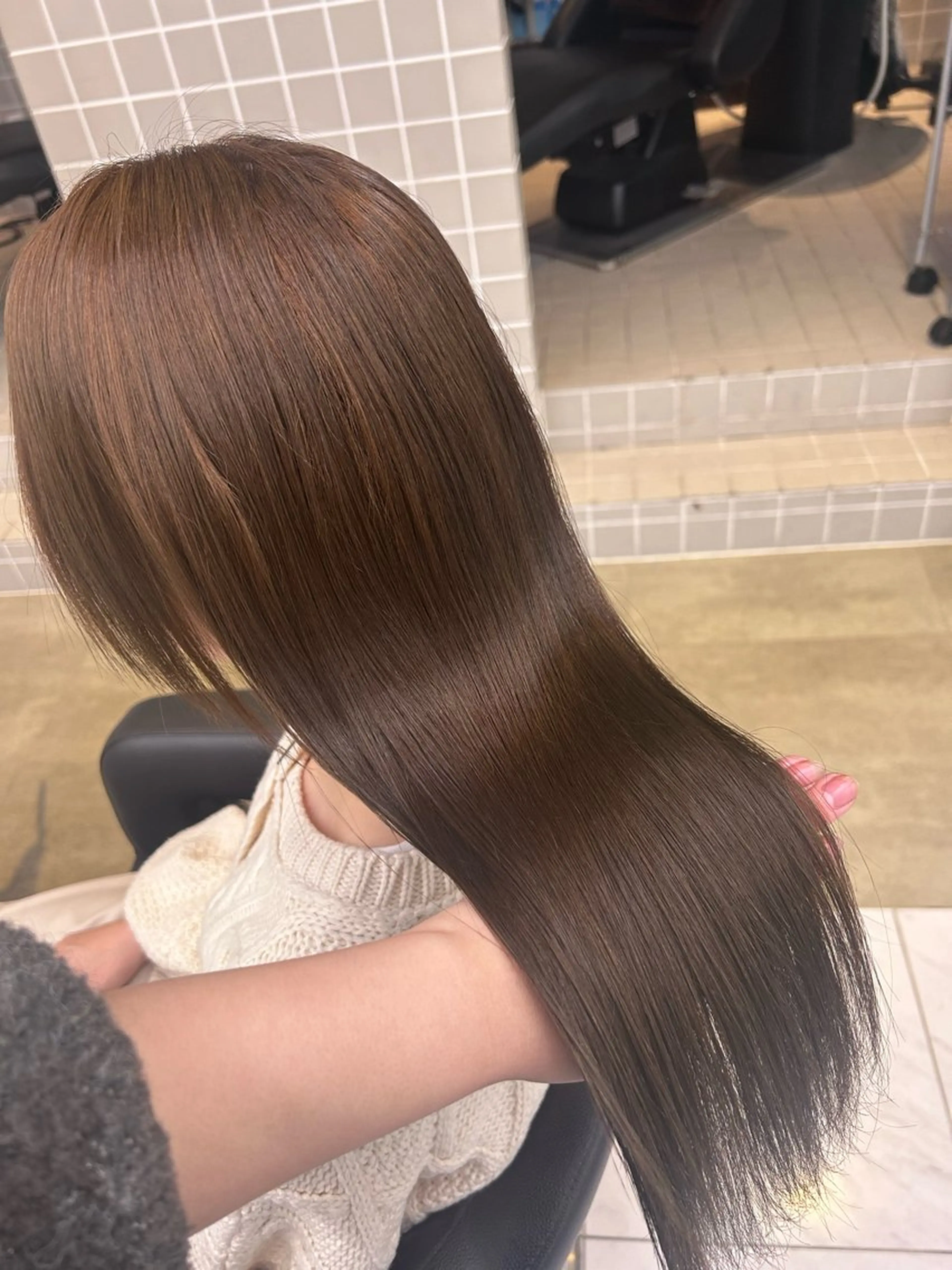 ロング カラー パーマ ヘアアレンジ メンズ キッズ ヘアカラー トリートメント ヘアセット ブリーチなしカラー/ ブラウン/レイヤーのヘアスタイル