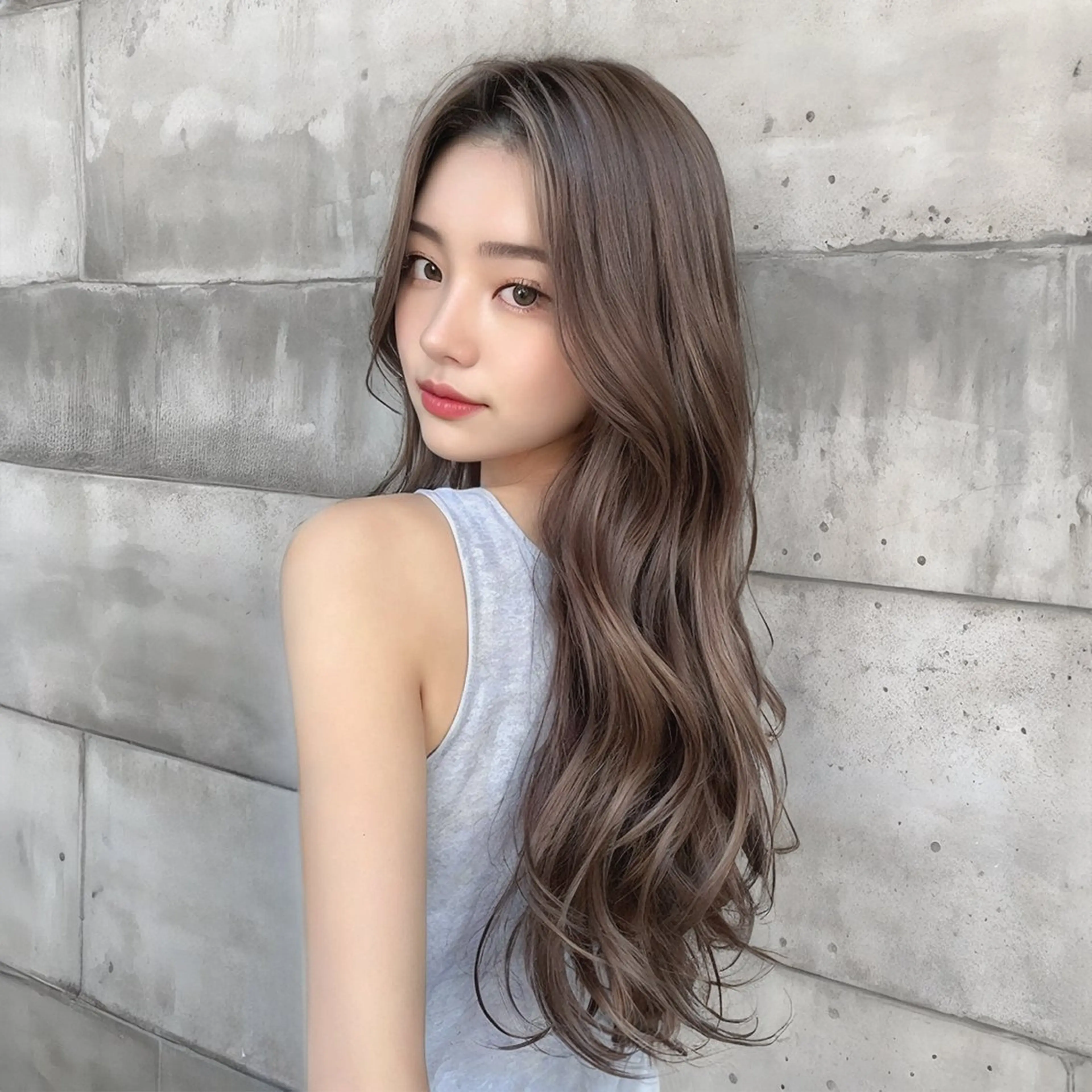 ロング カラー 髪質改善韓国コテ巻き パーマ/城井友輔のヘアスタイル