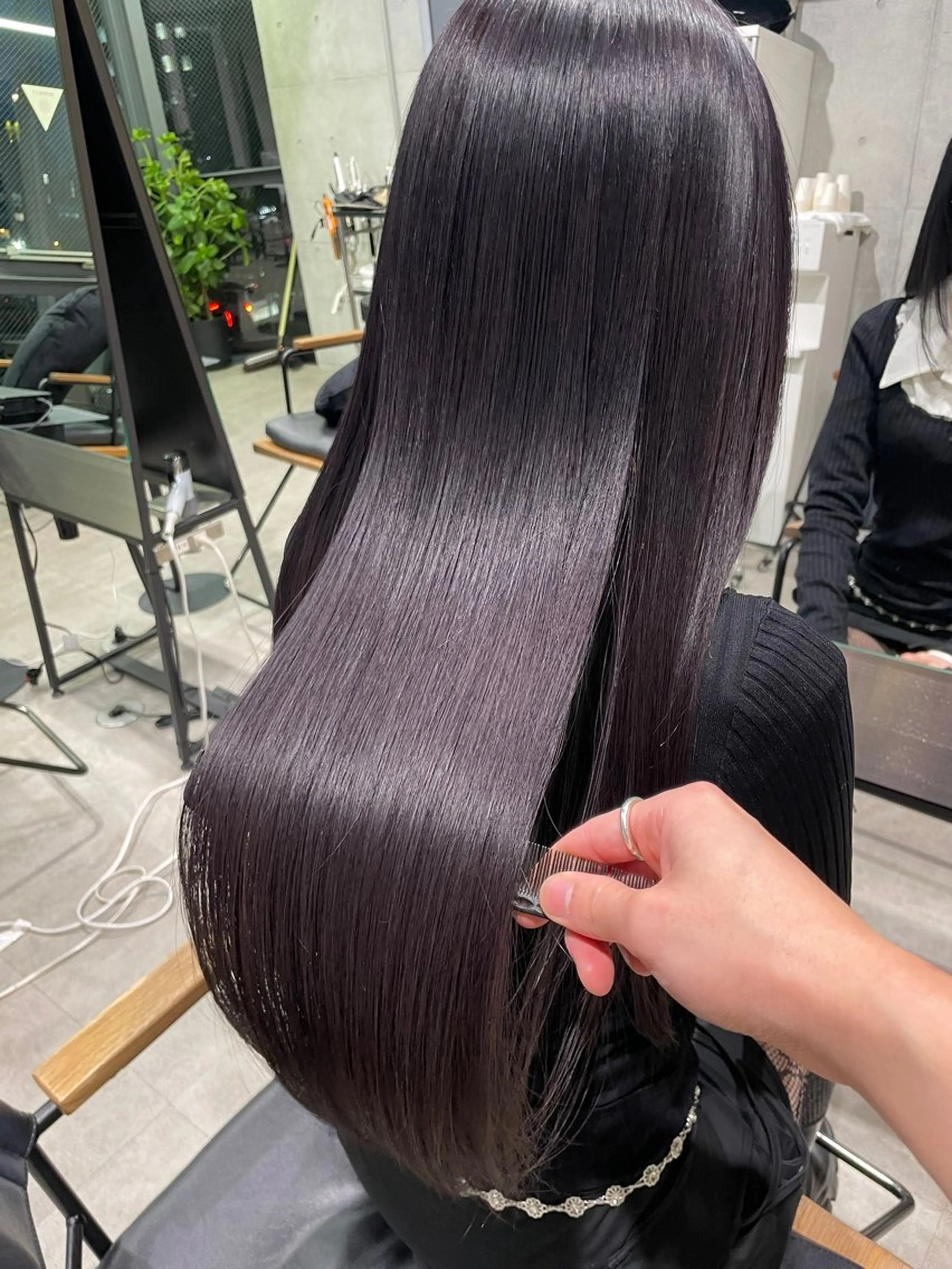 セミロング ヘアカラー 韓国レイヤー/透明感 /髪質改善/アジキのヘアスタイル