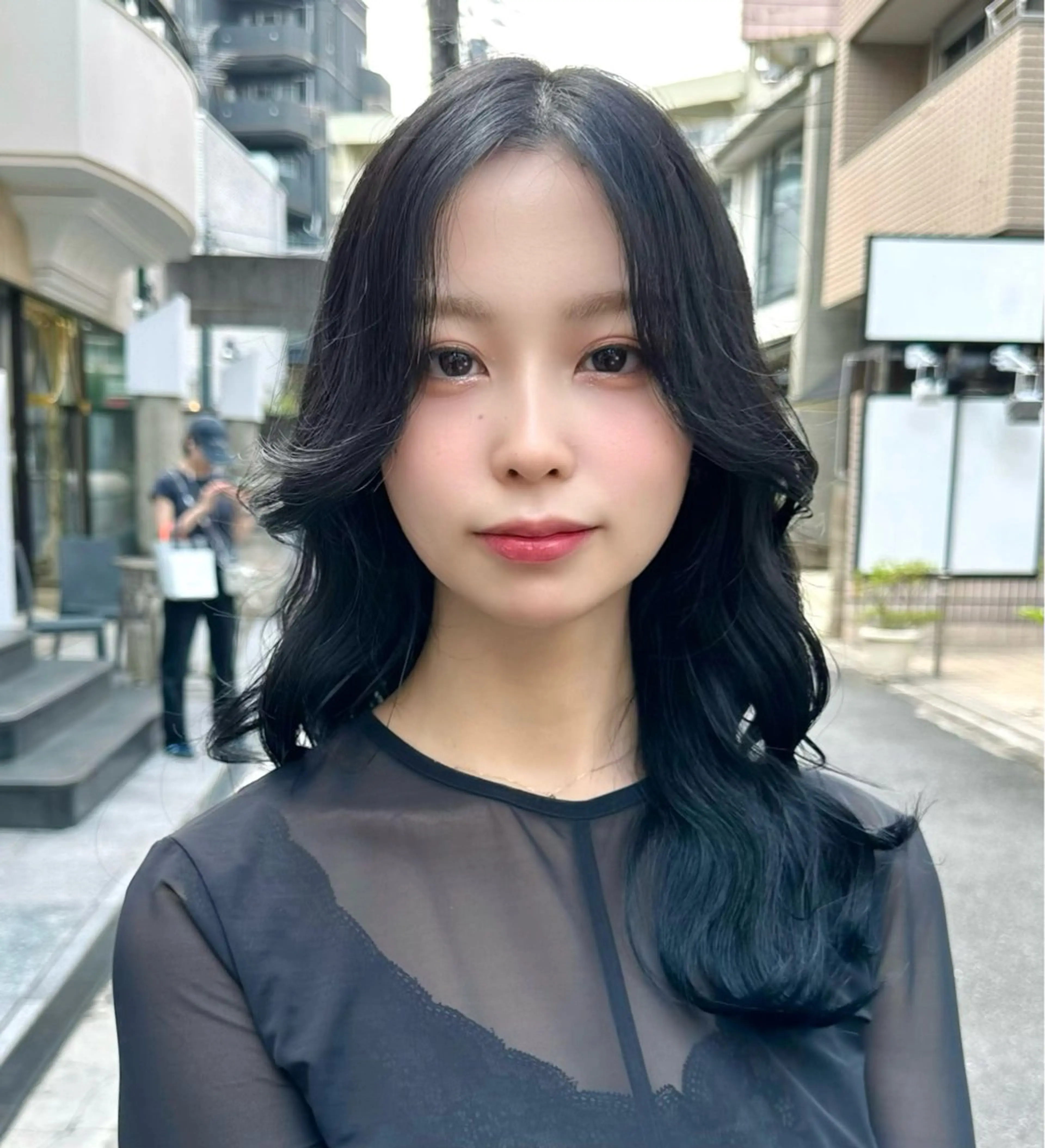 セミロング カラー 黒髪 ブルーカラー ブルーブラック カット ヘアカラー トリートメント ヘッドスパ 韓国風/美髪/透明感 hiroのヘアスタイル